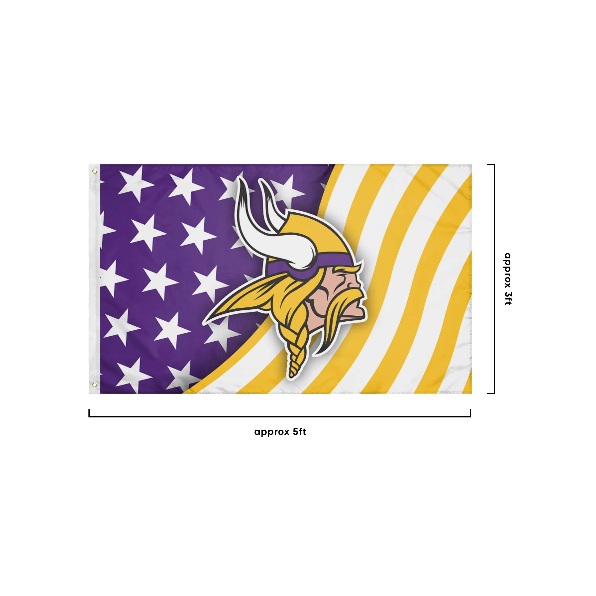 Minnesota Vikings NFL Americana Horizontal Flag - Image 3