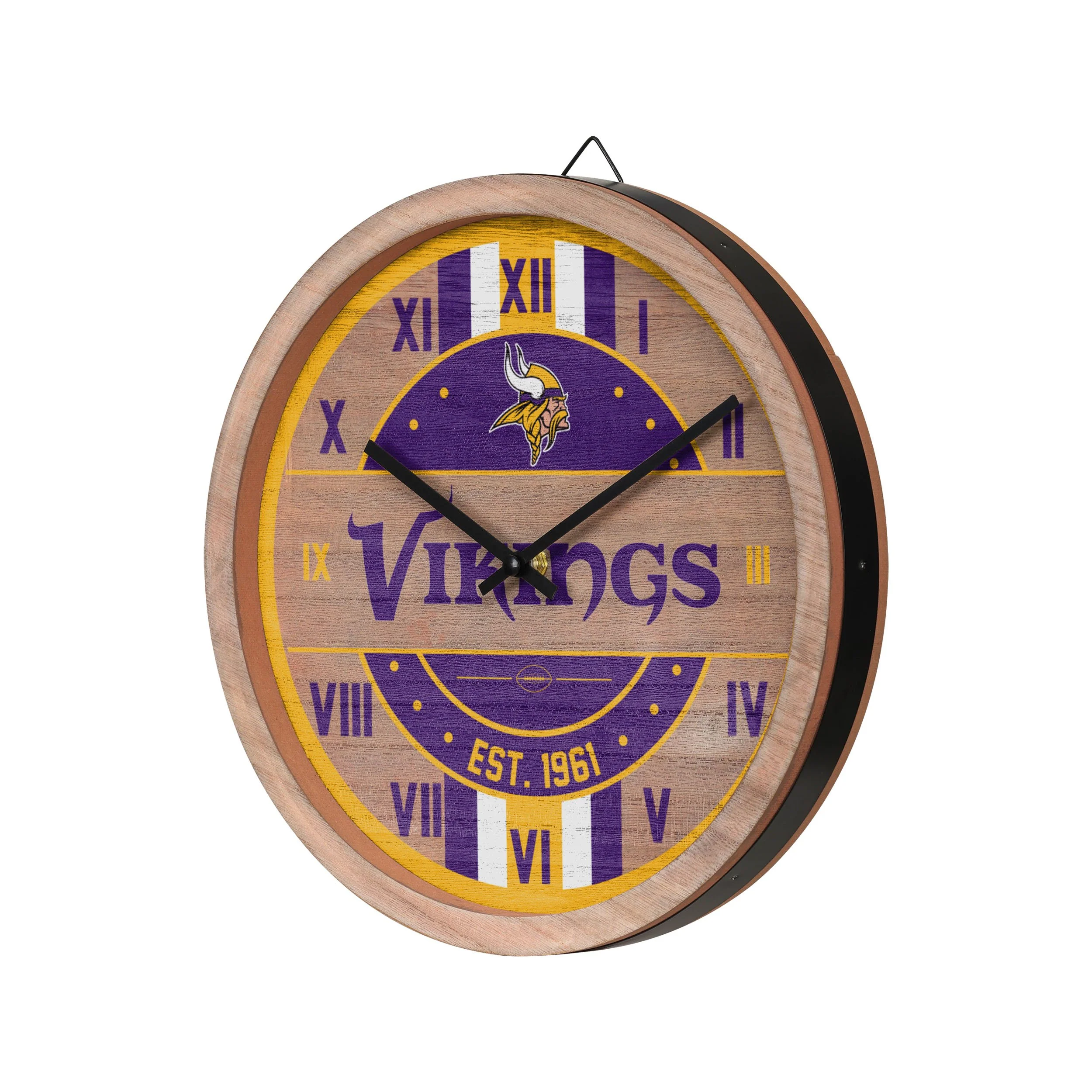 Minnesota Vikings NFL Barrel Wall Clock - Image 2