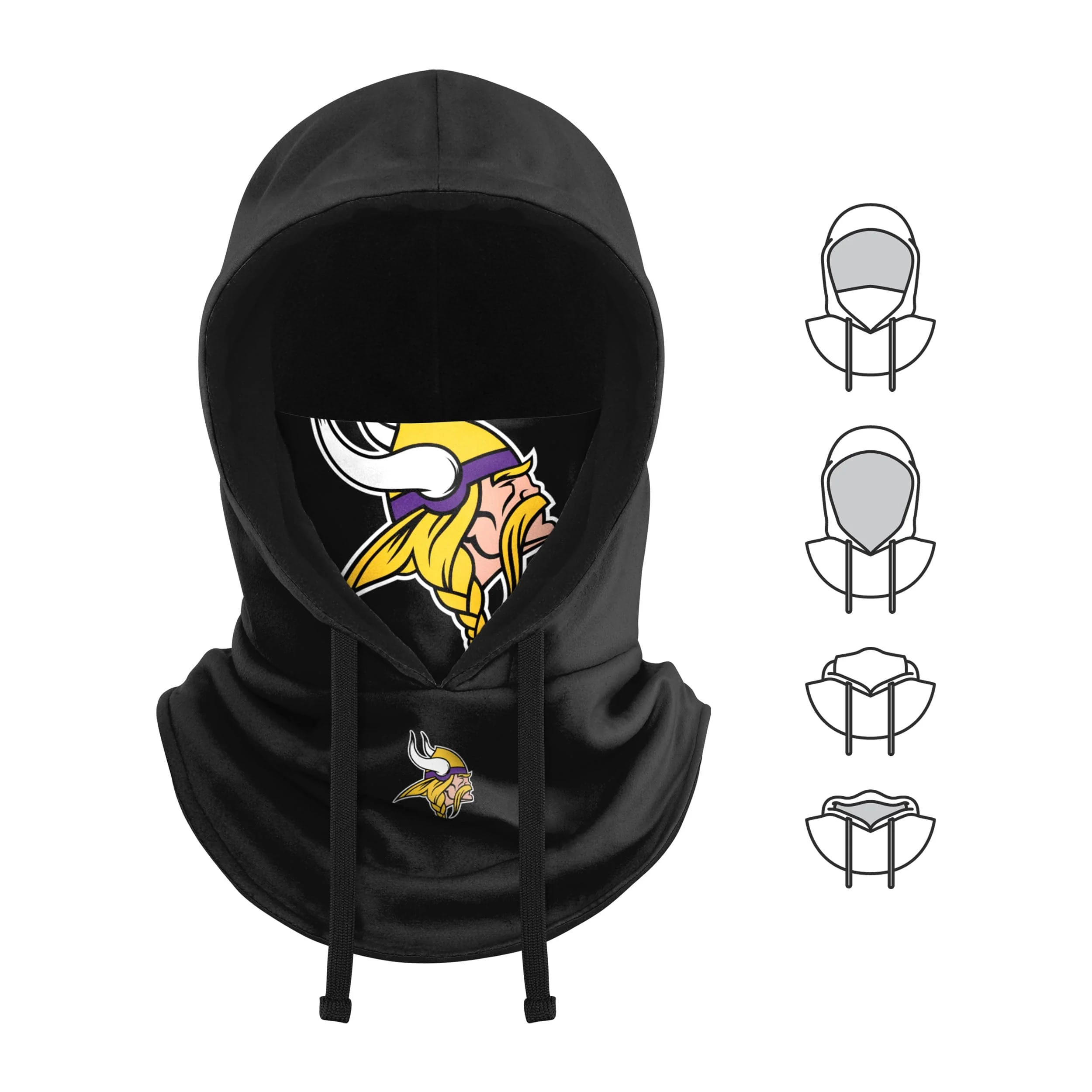 Minnesota Vikings NFL Black Drawstring Hooded Gaiter - Image 5