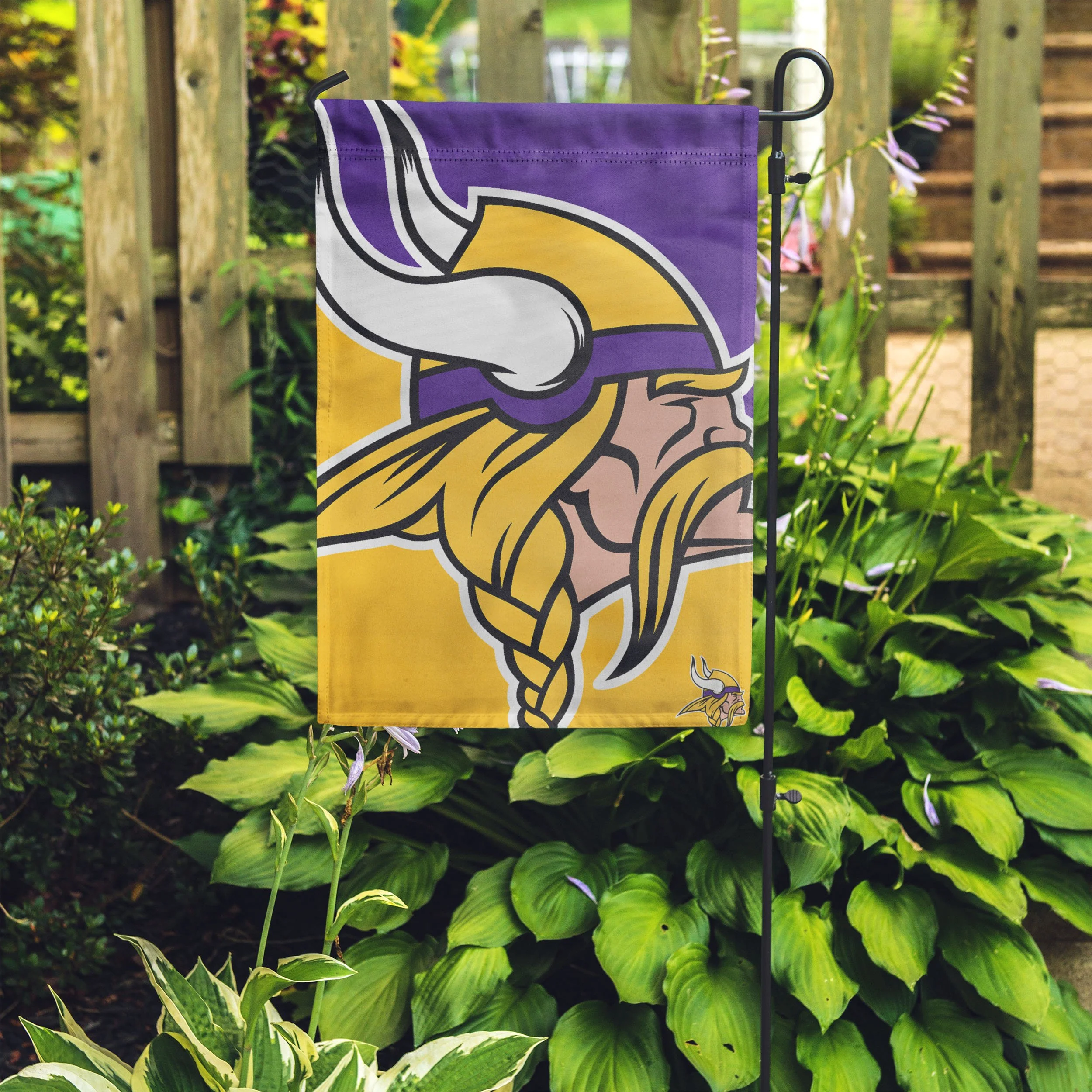 Minnesota Vikings NFL Colorblock Helmet Garden Flag - Image 4