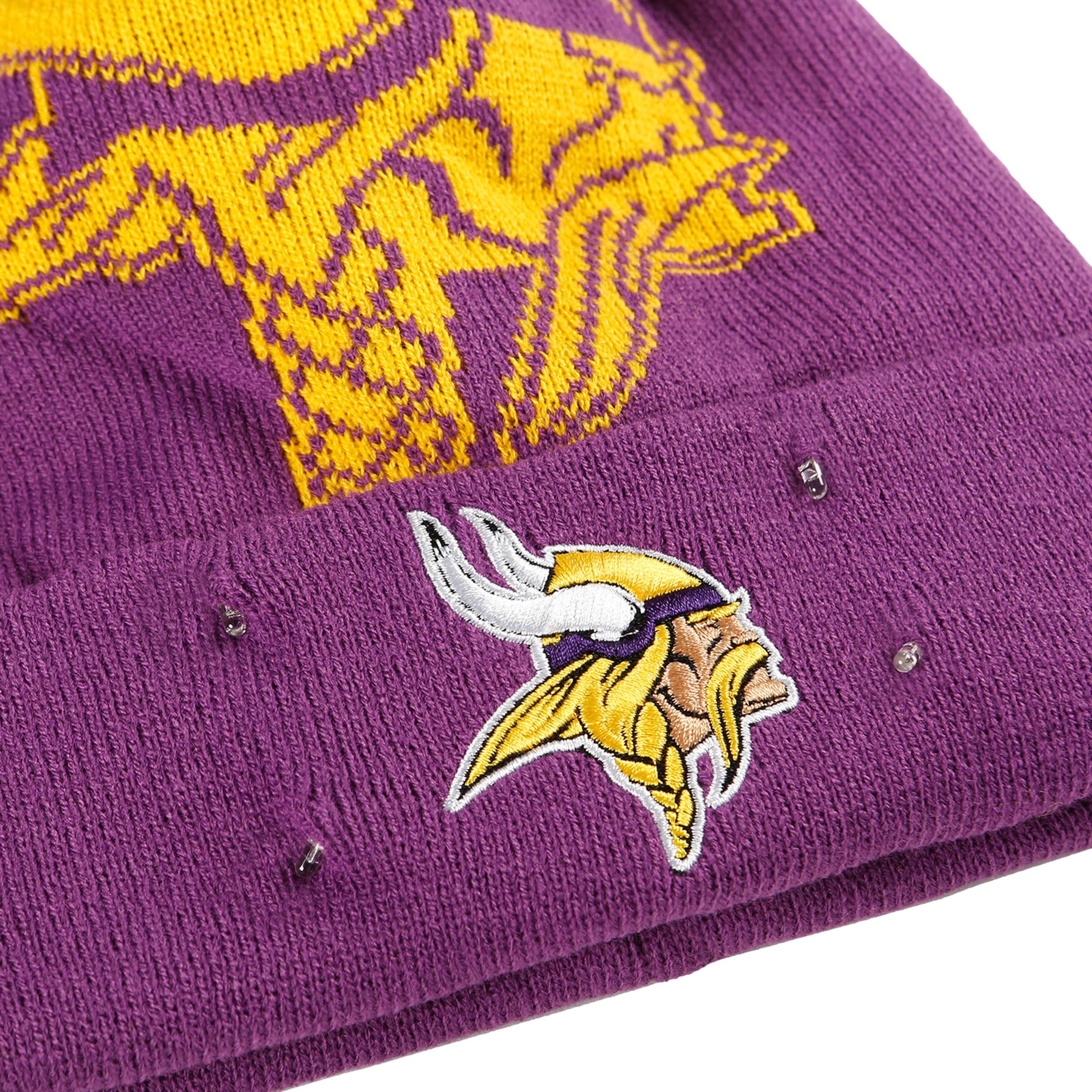 Minnesota Vikings NFL Cropped Logo Light Up Knit Beanie - Image 3