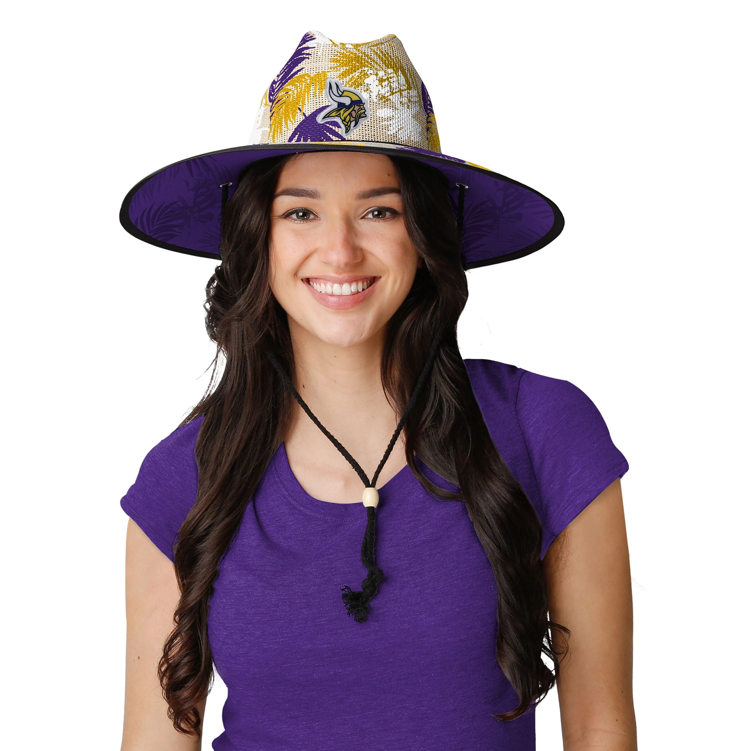 Minnesota Vikings NFL Floral Printed Straw Hat - Image 2