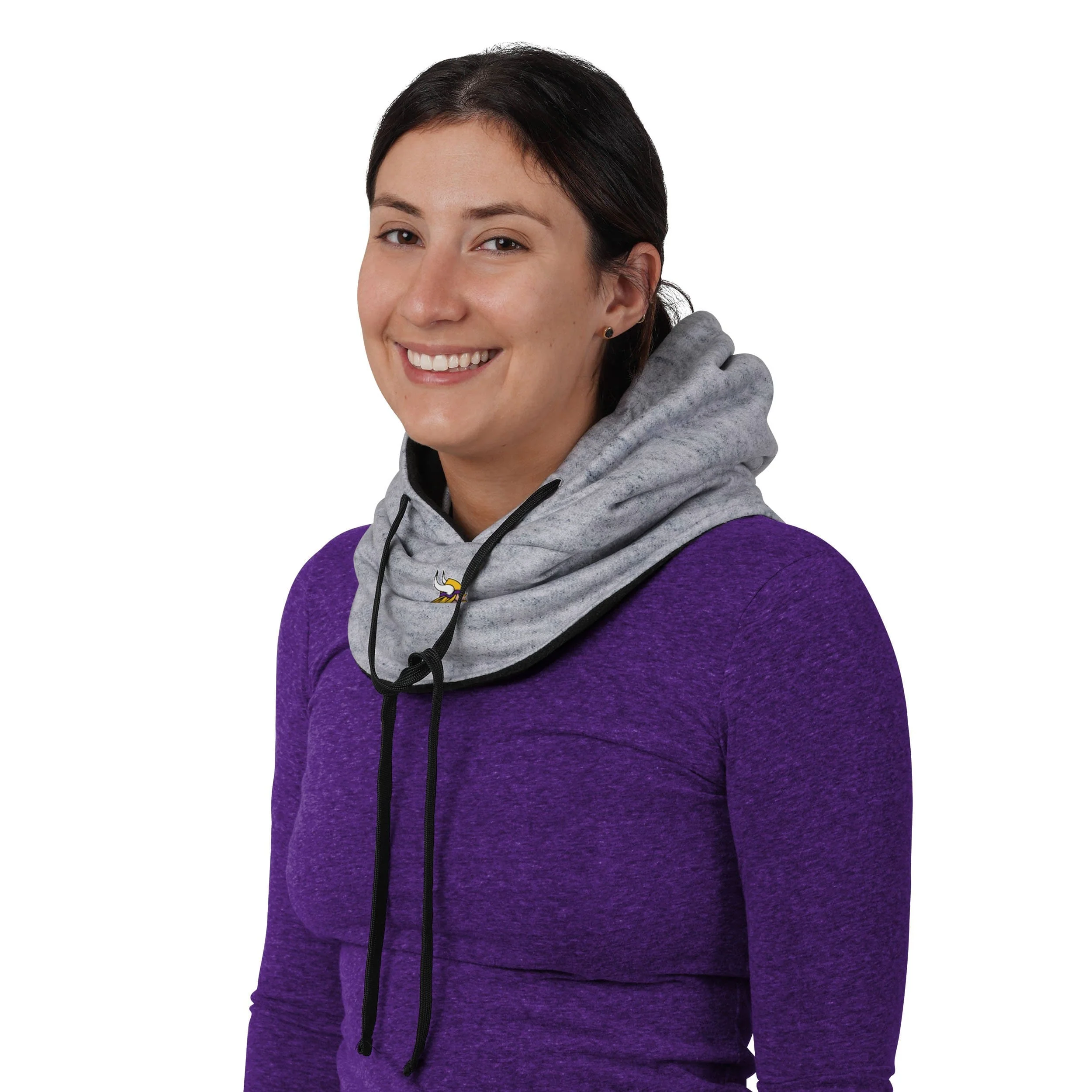Minnesota Vikings NFL Heather Gray Drawstring Hooded Gaiter Scarf - Image 4