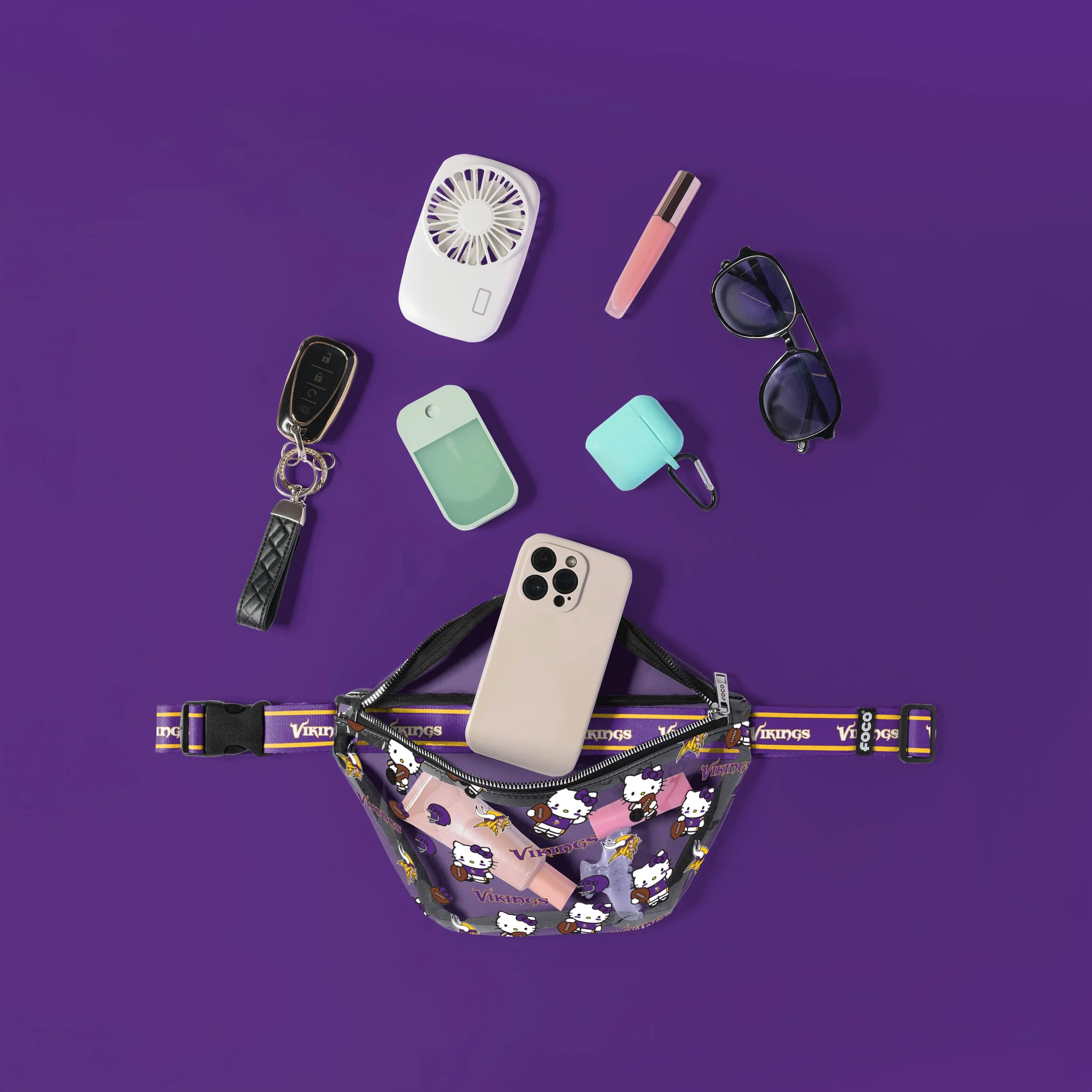 Minnesota Vikings NFL Hello Kitty® Clear Fanny Pack (PREORDER - SHIPS MID JULY) - Image 3