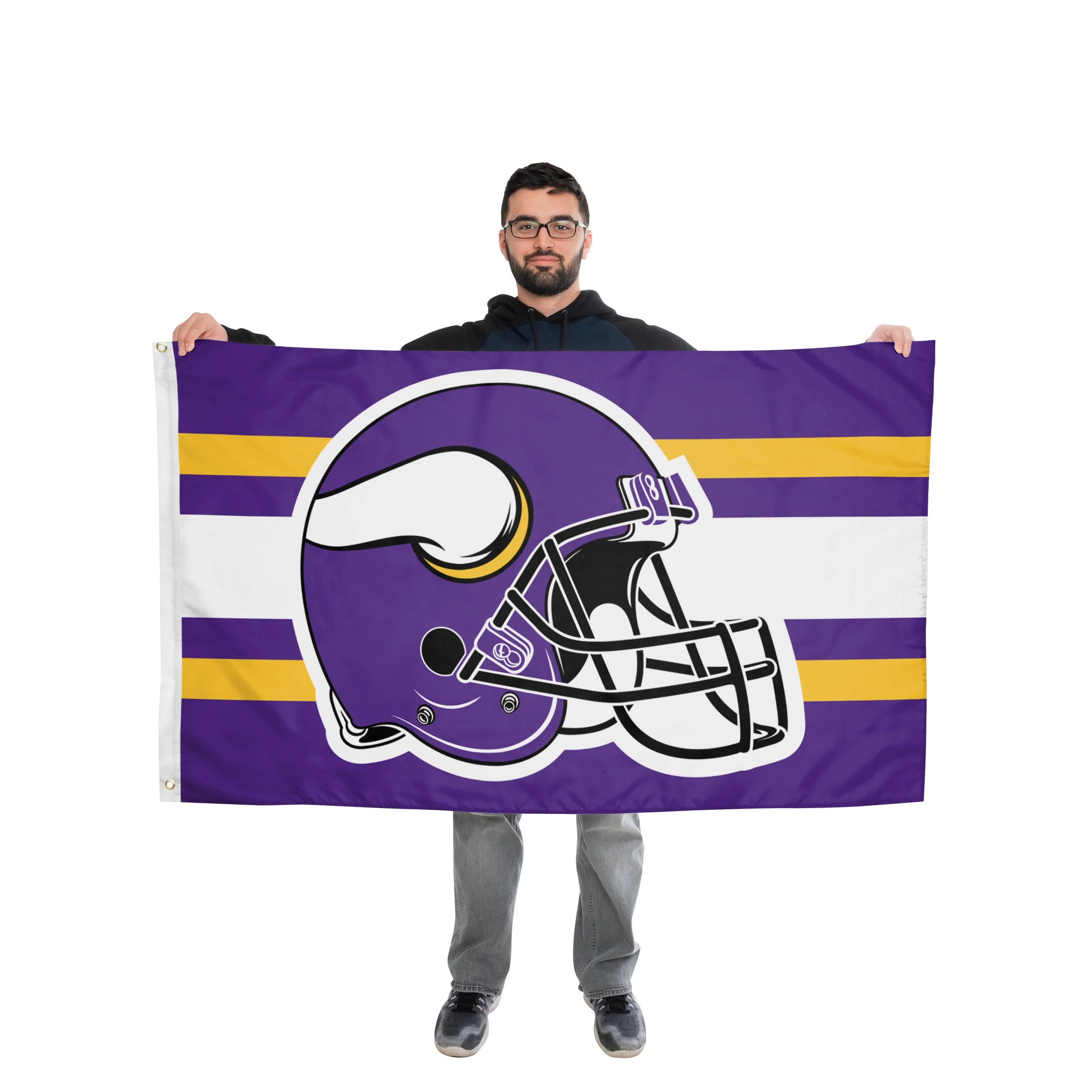 Minnesota Vikings NFL Helmet Horizontal Flag - Image 2