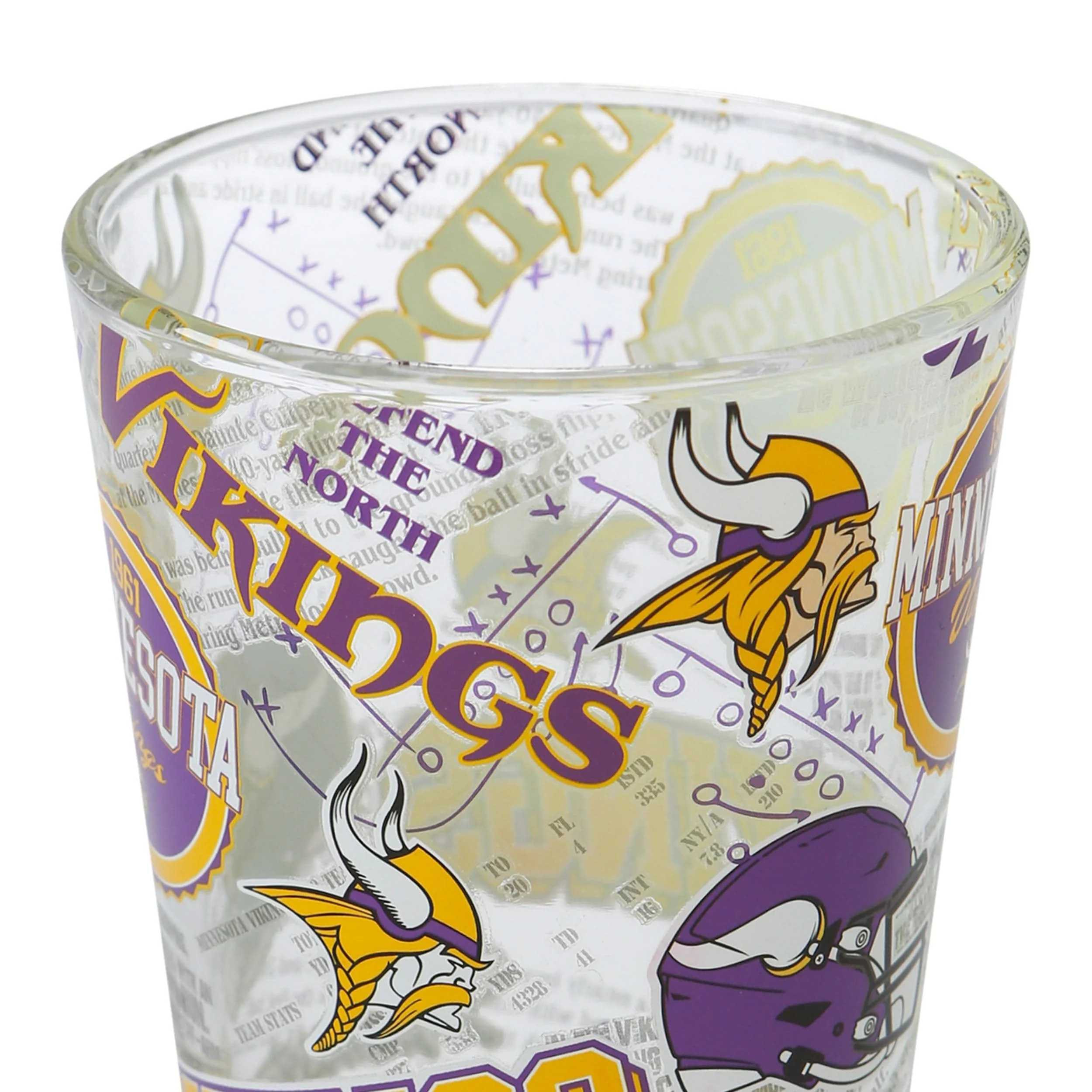 Minnesota Vikings NFL Historic Print Pint Glass - Image 4