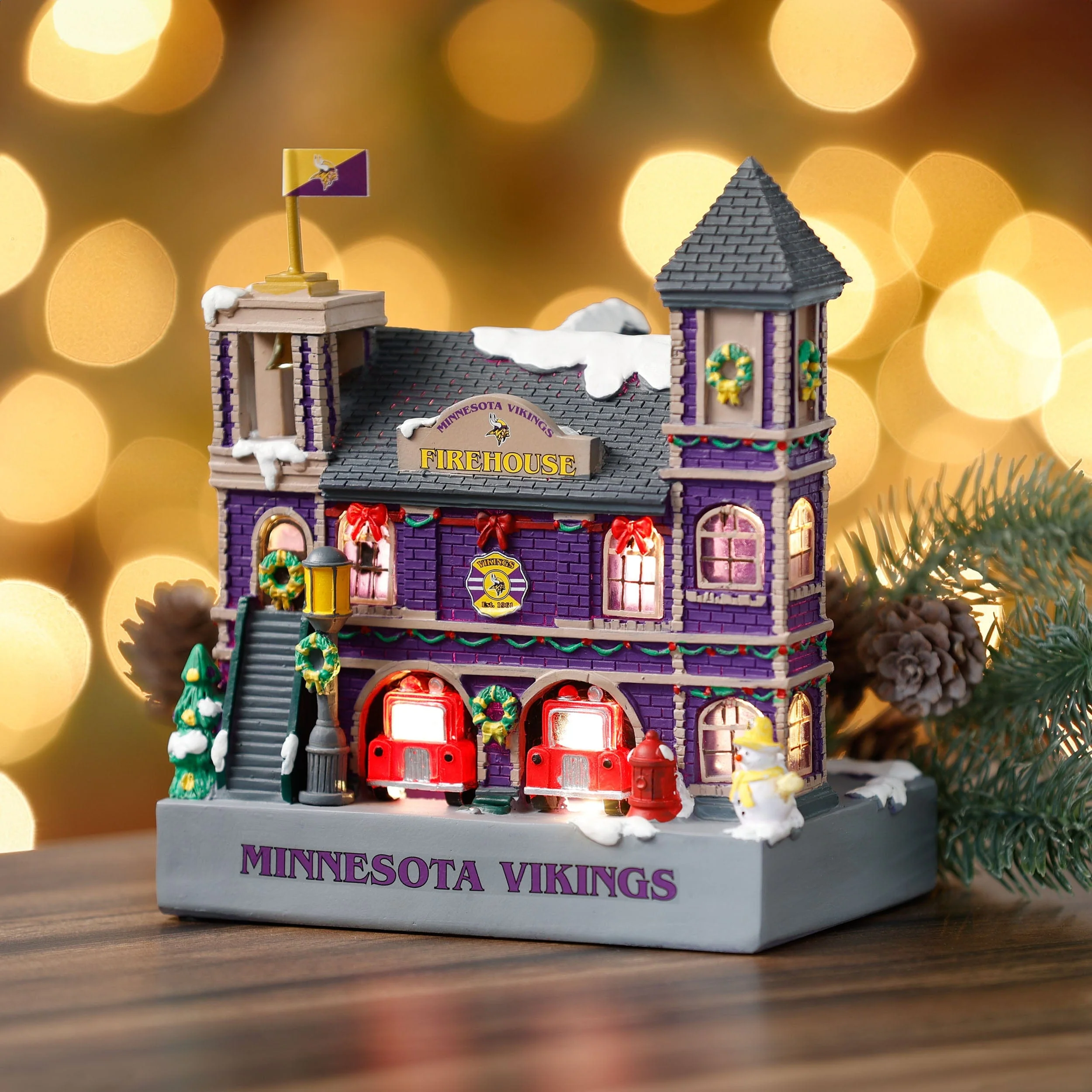 Minnesota Vikings NFL Light Up Resin Team Firehouse - Image 2