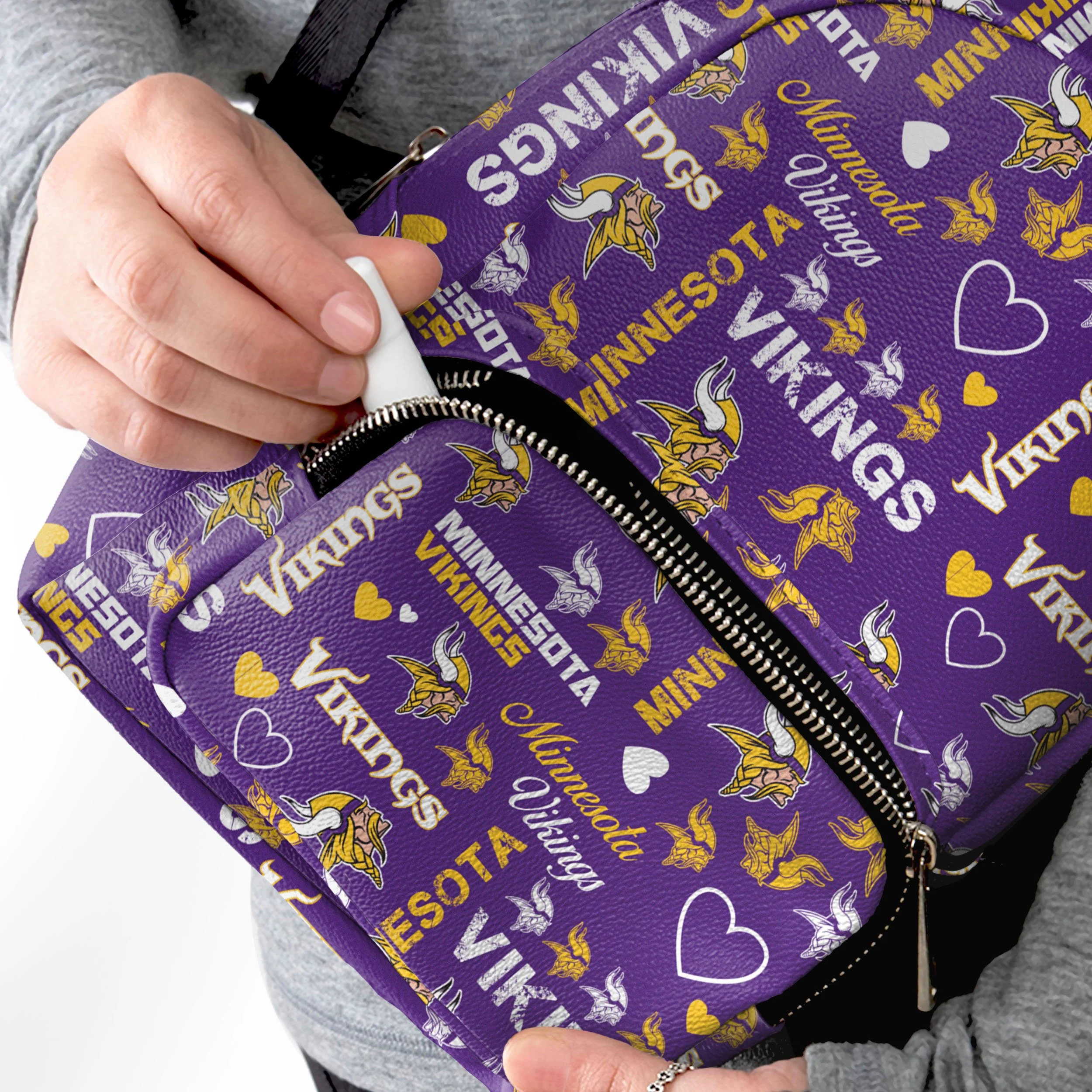 Minnesota Vikings NFL Logo Love Mini Backpack - Image 3