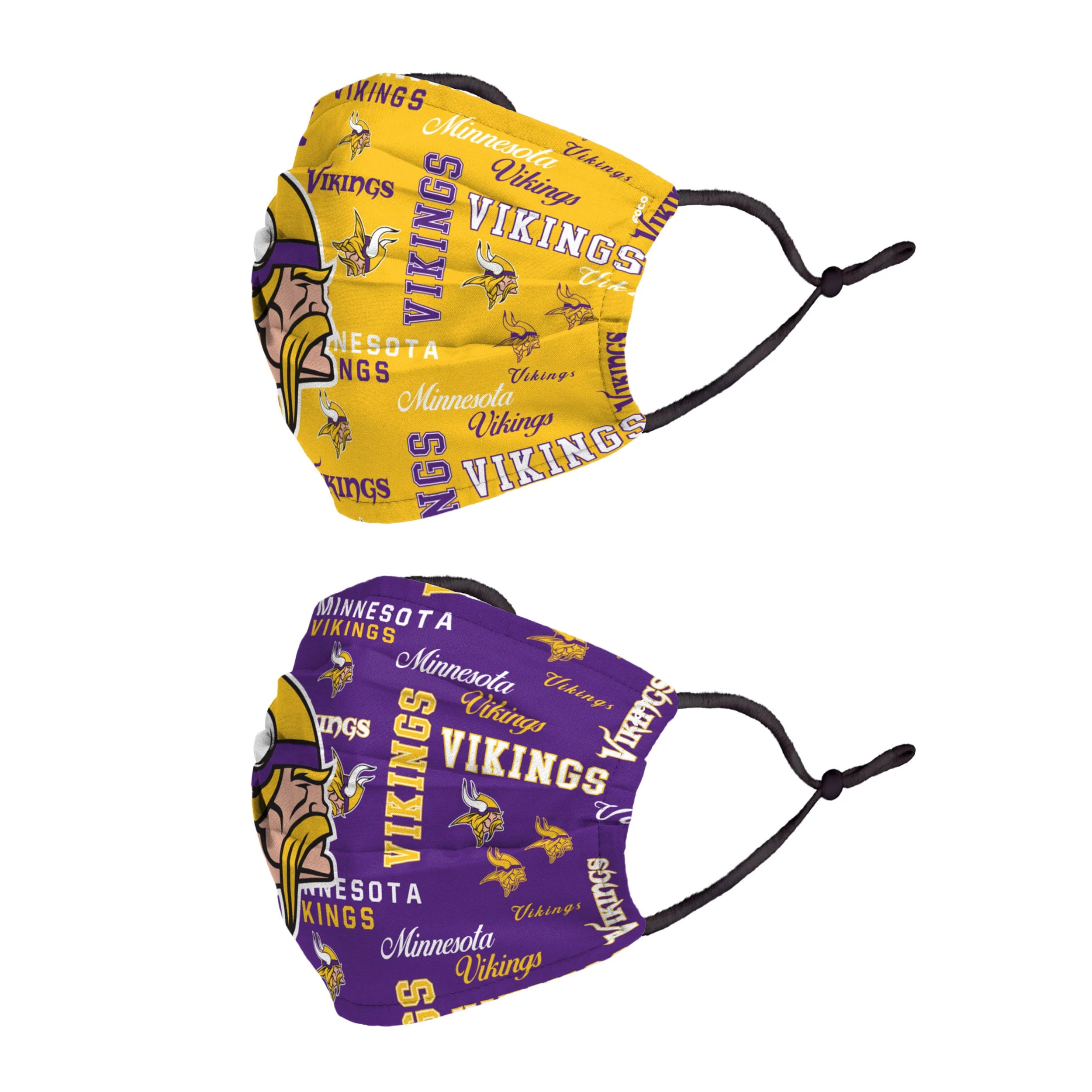 Minnesota Vikings NFL Logo Rush Adjustable 2 Pack Face Cover - Image 2