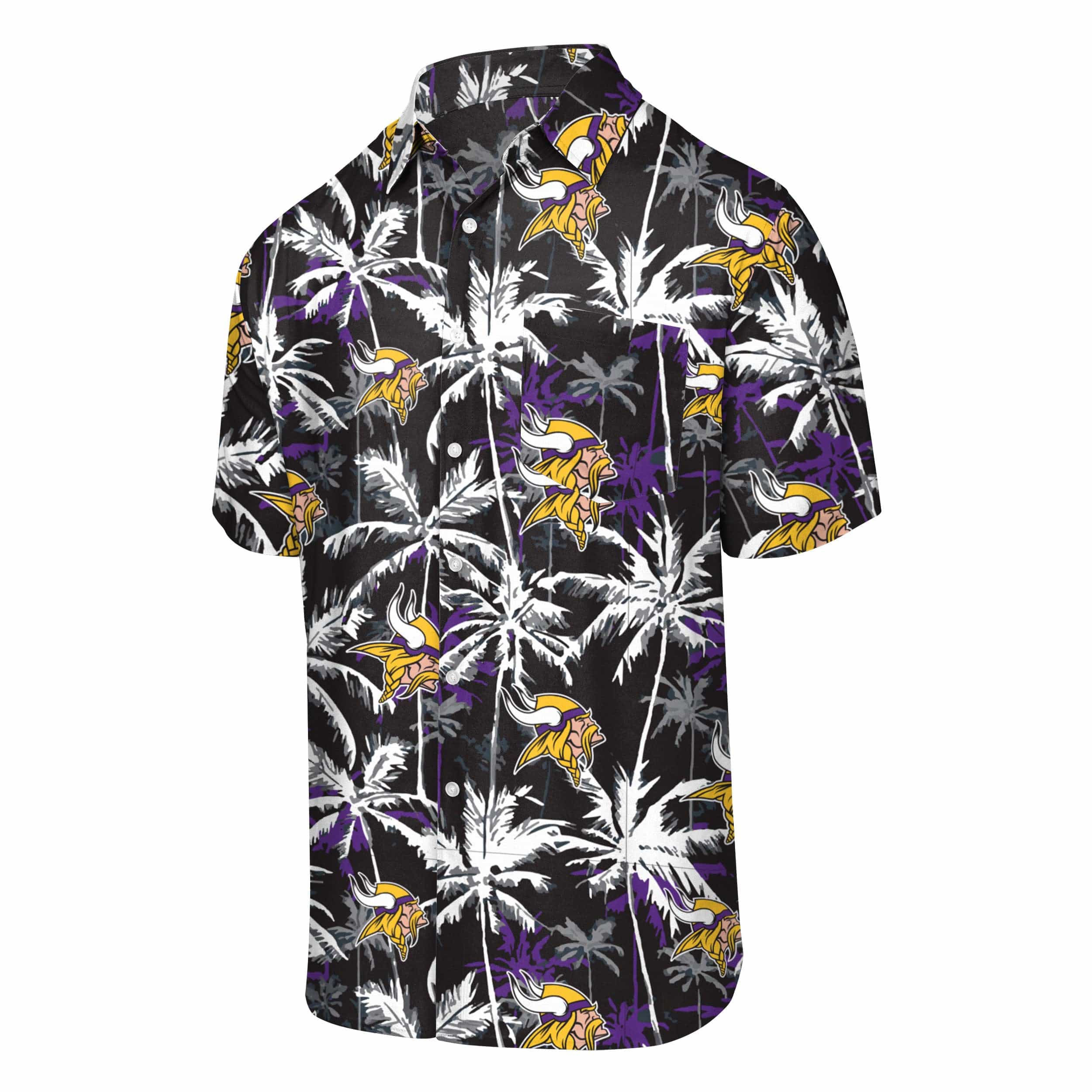 Minnesota Vikings NFL Mens Black Floral Button Up Shirt - Image 4