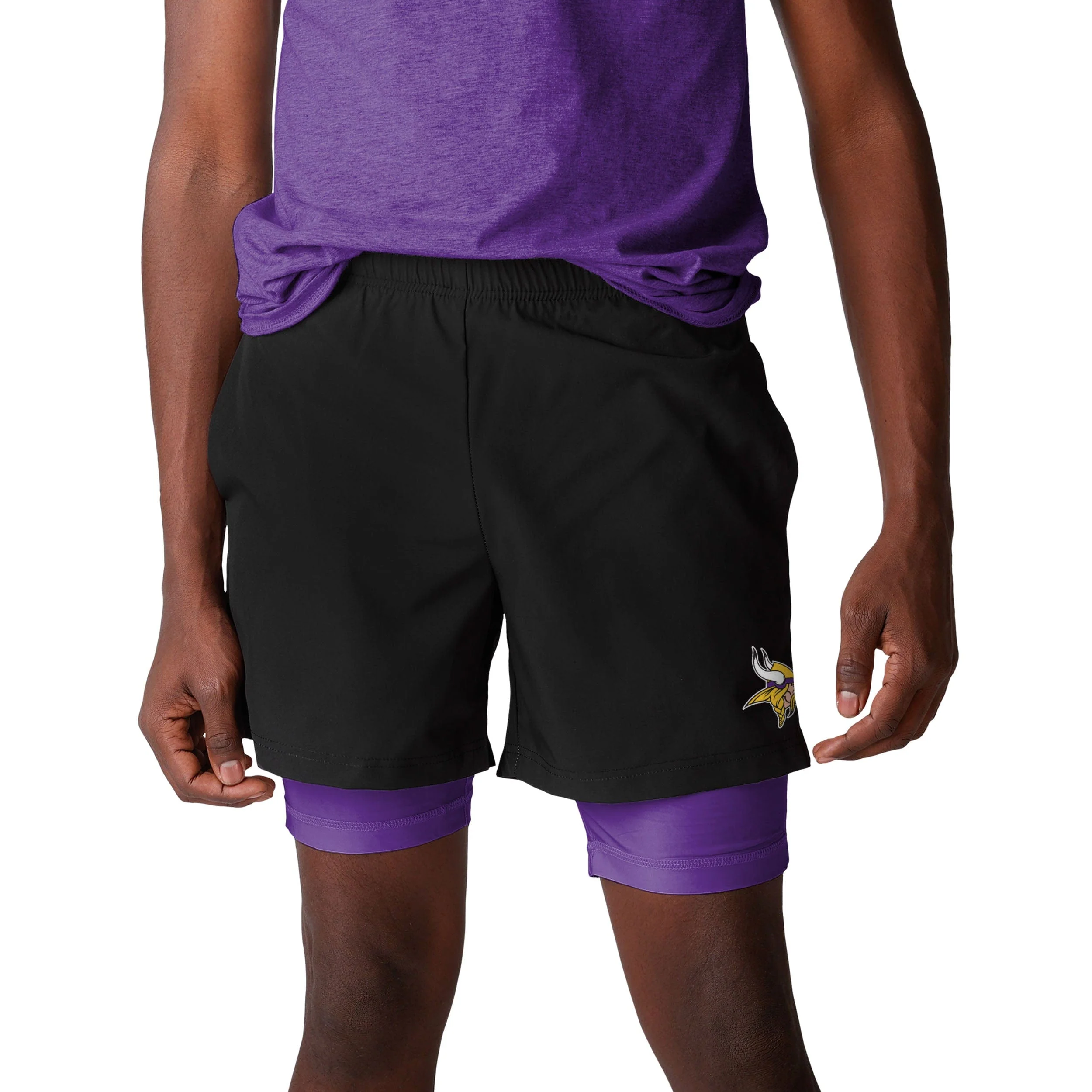 Minnesota Vikings NFL Mens Black Team Color Lining Shorts - Image 2