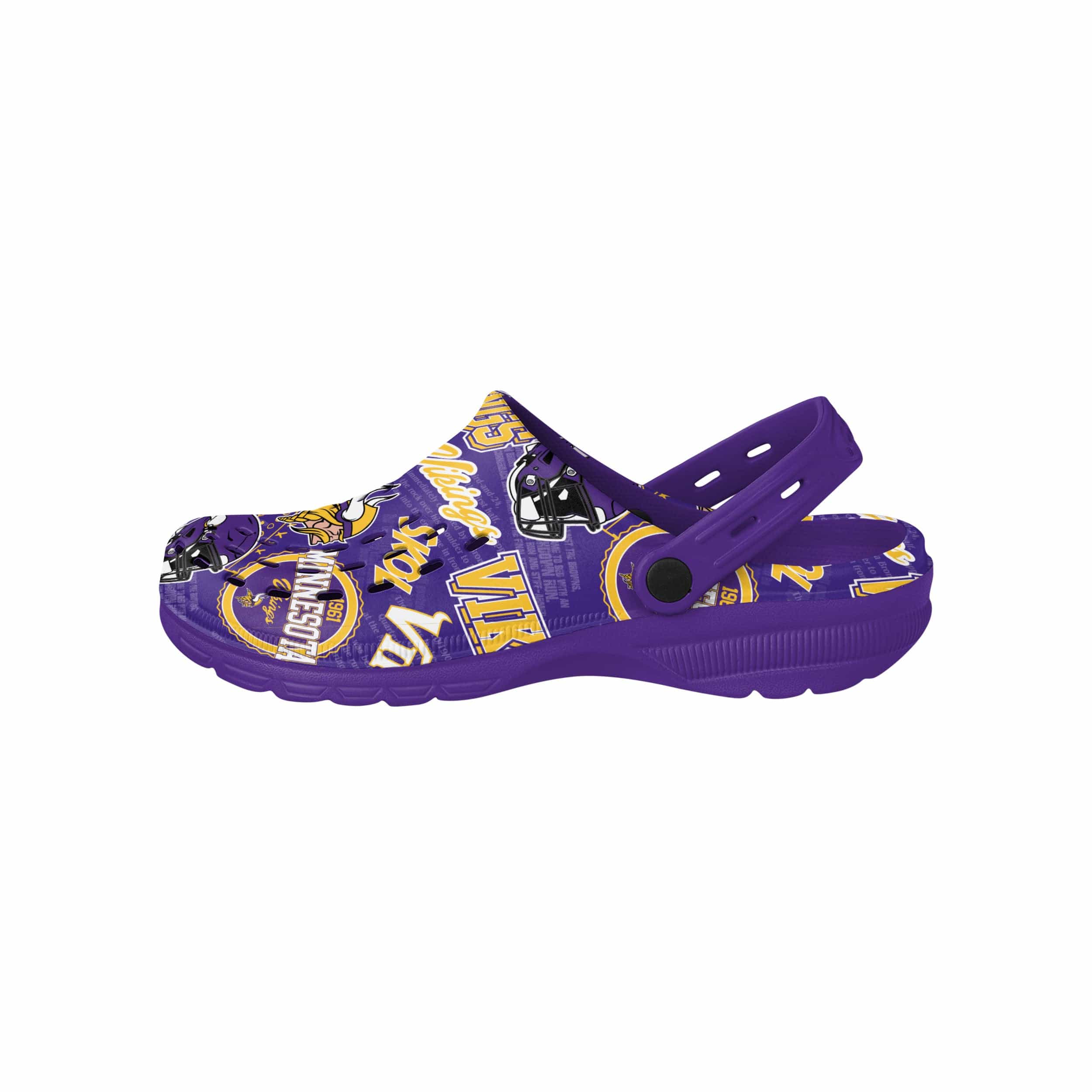 Minnesota Vikings NFL Mens Historic Print Clog With Strap - Image 2
