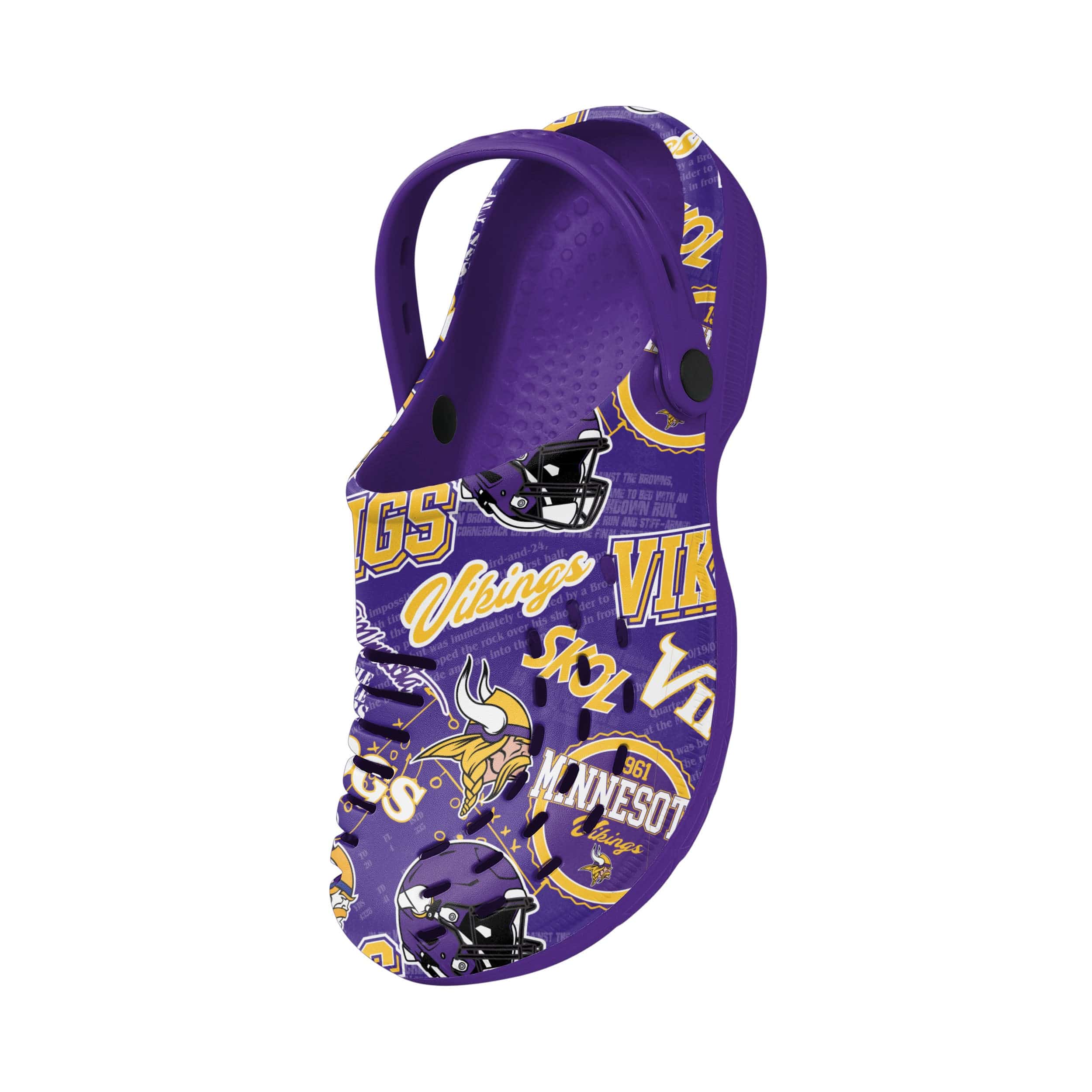 Minnesota Vikings NFL Mens Historic Print Clog With Strap - Image 3