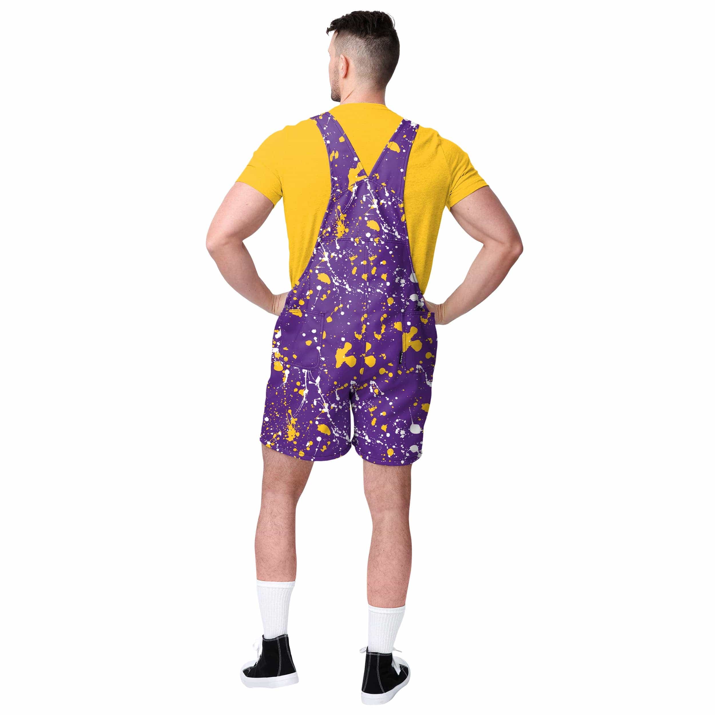 Minnesota Vikings NFL Mens Paint Splatter Bib Shortalls - Image 2