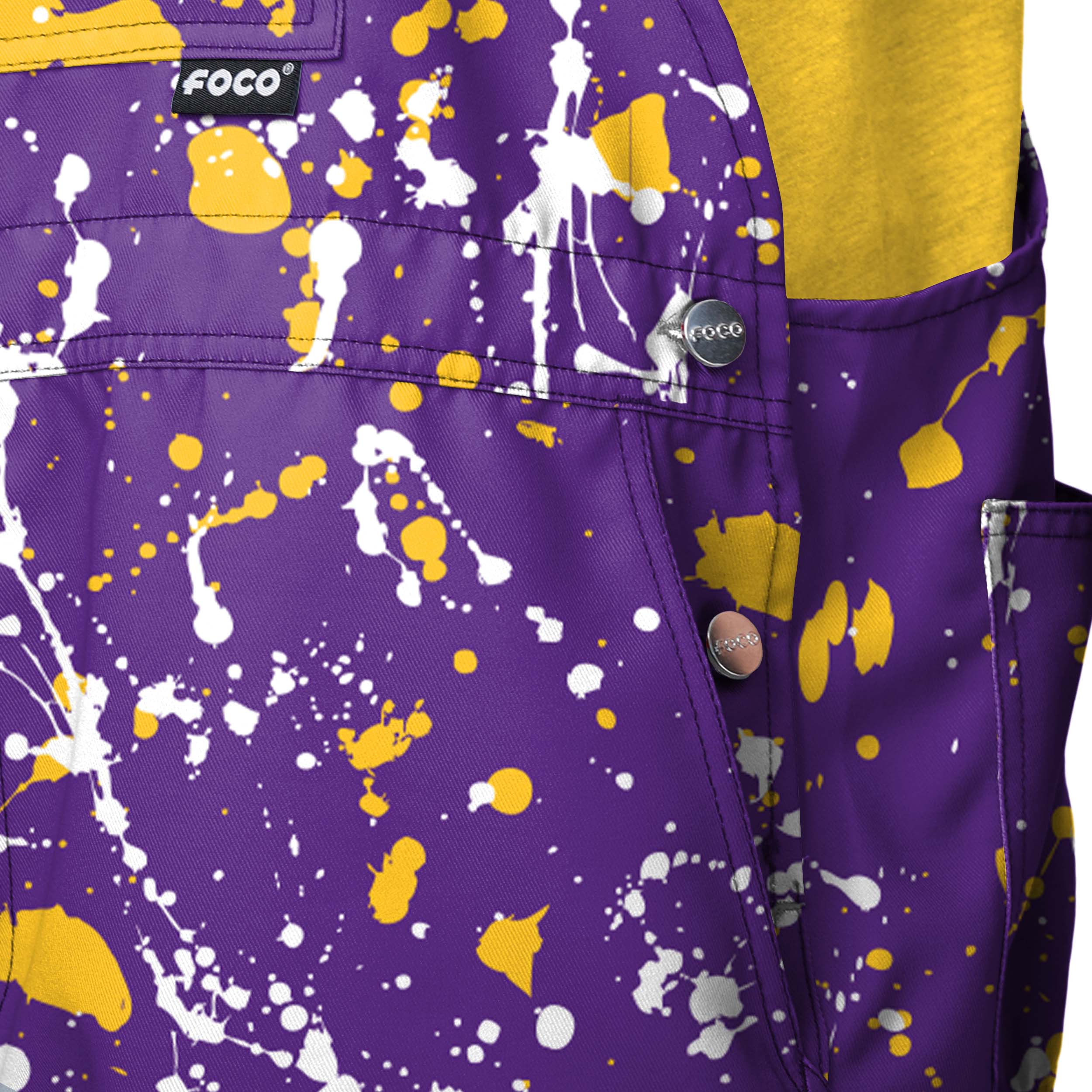 Minnesota Vikings NFL Mens Paint Splatter Bib Shortalls - Image 4