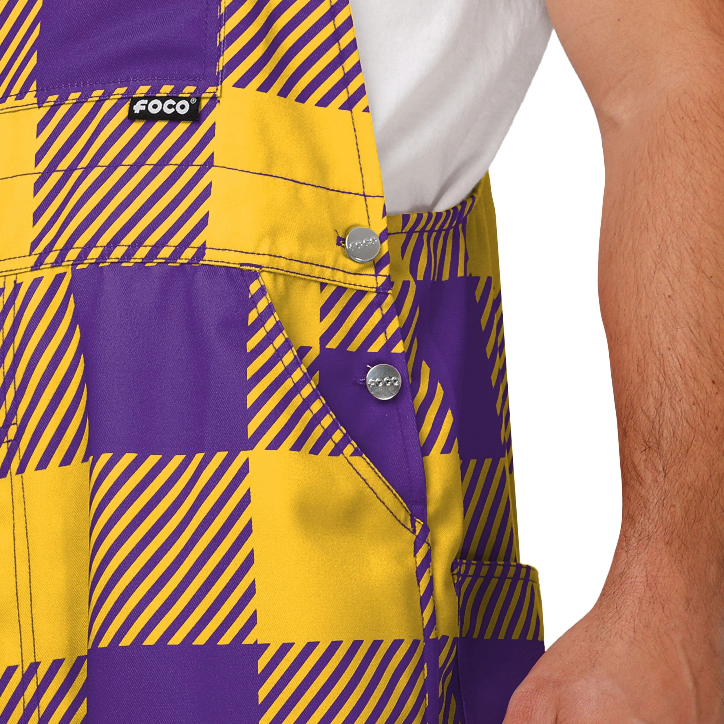 Minnesota Vikings NFL Mens Plaid Bib Overalls - Image 5