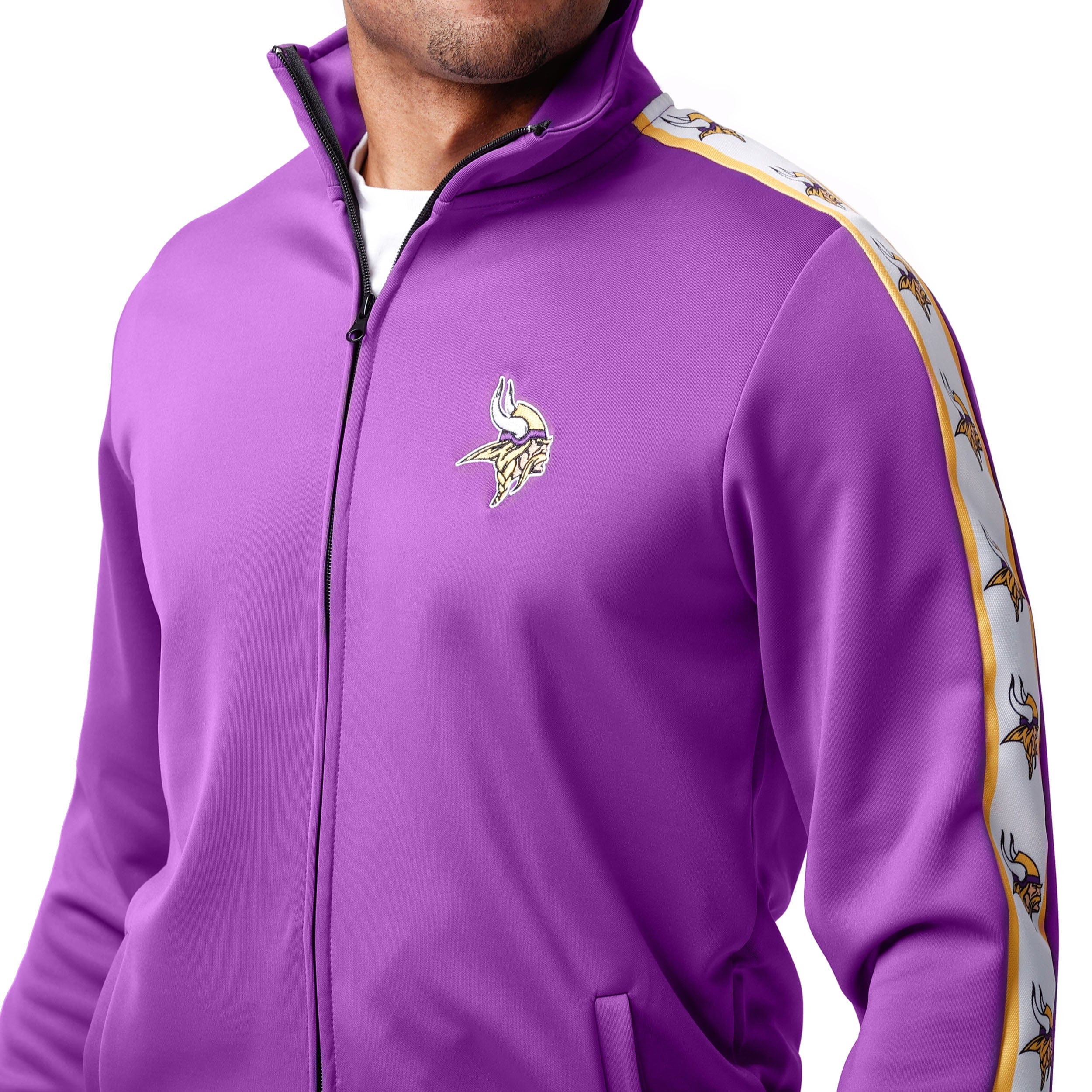 Minnesota Vikings NFL Mens Stripe Logo Track Jacket - Image 3