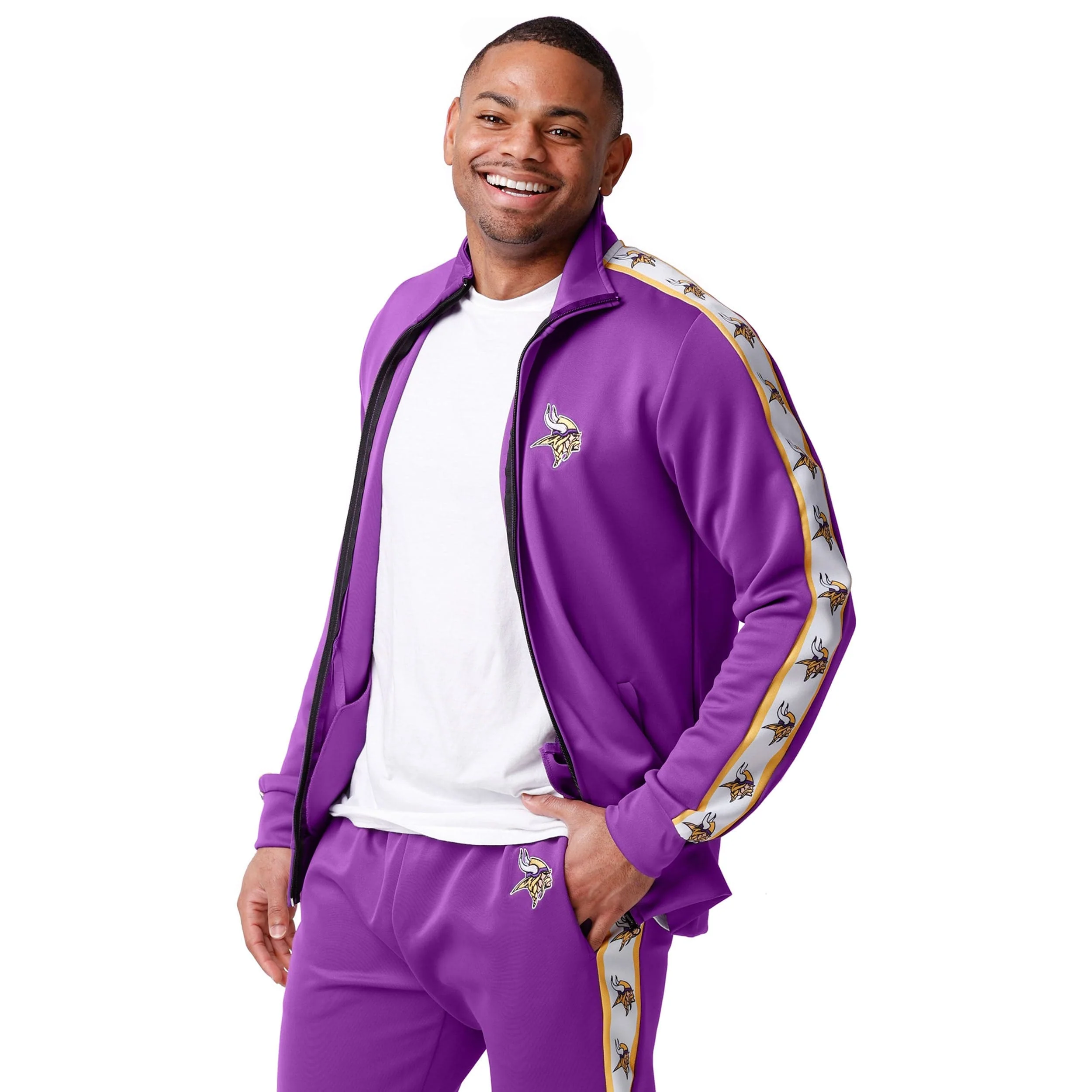 Minnesota Vikings NFL Mens Stripe Logo Track Jacket - Image 5