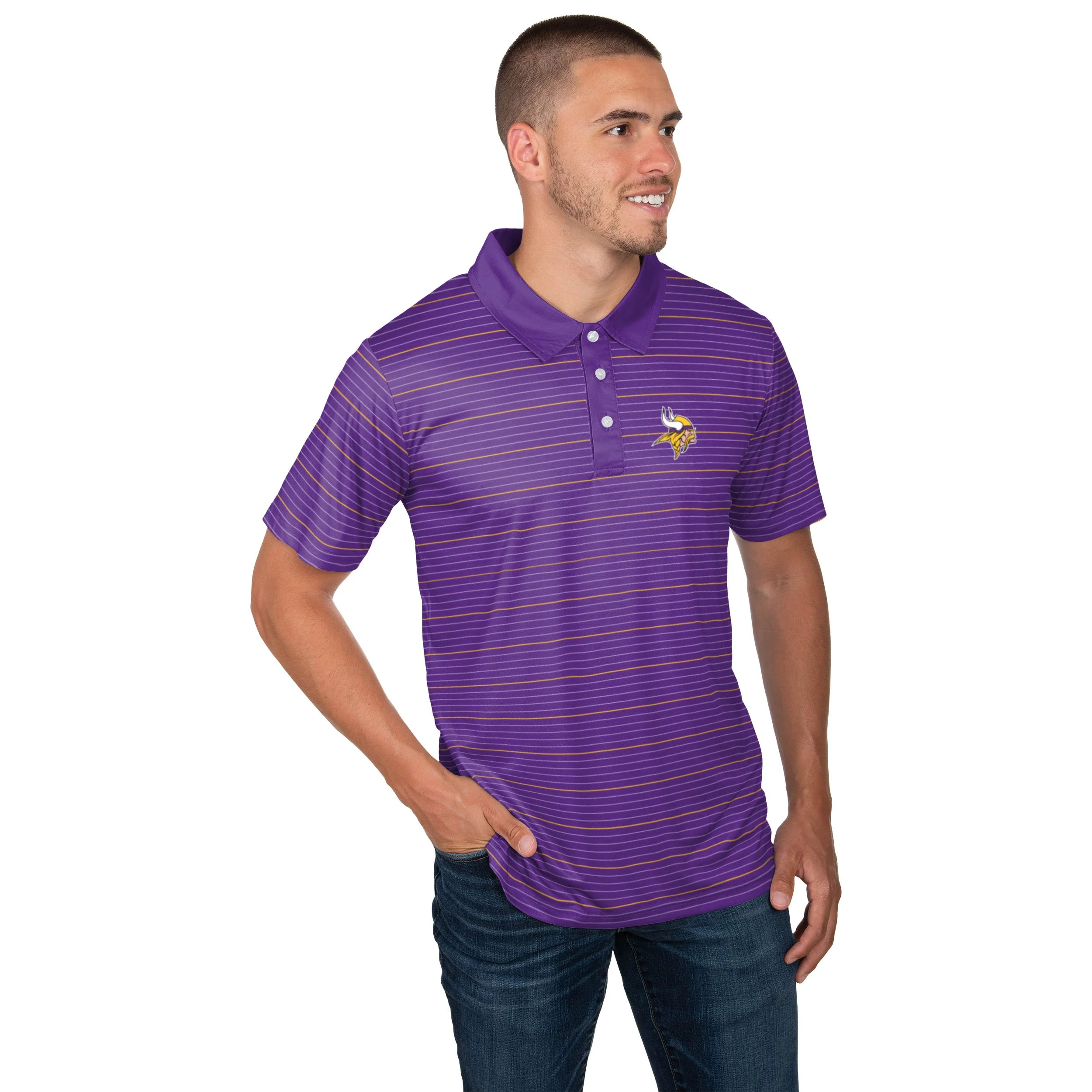 Minnesota Vikings NFL Mens Striped Polyester Polo