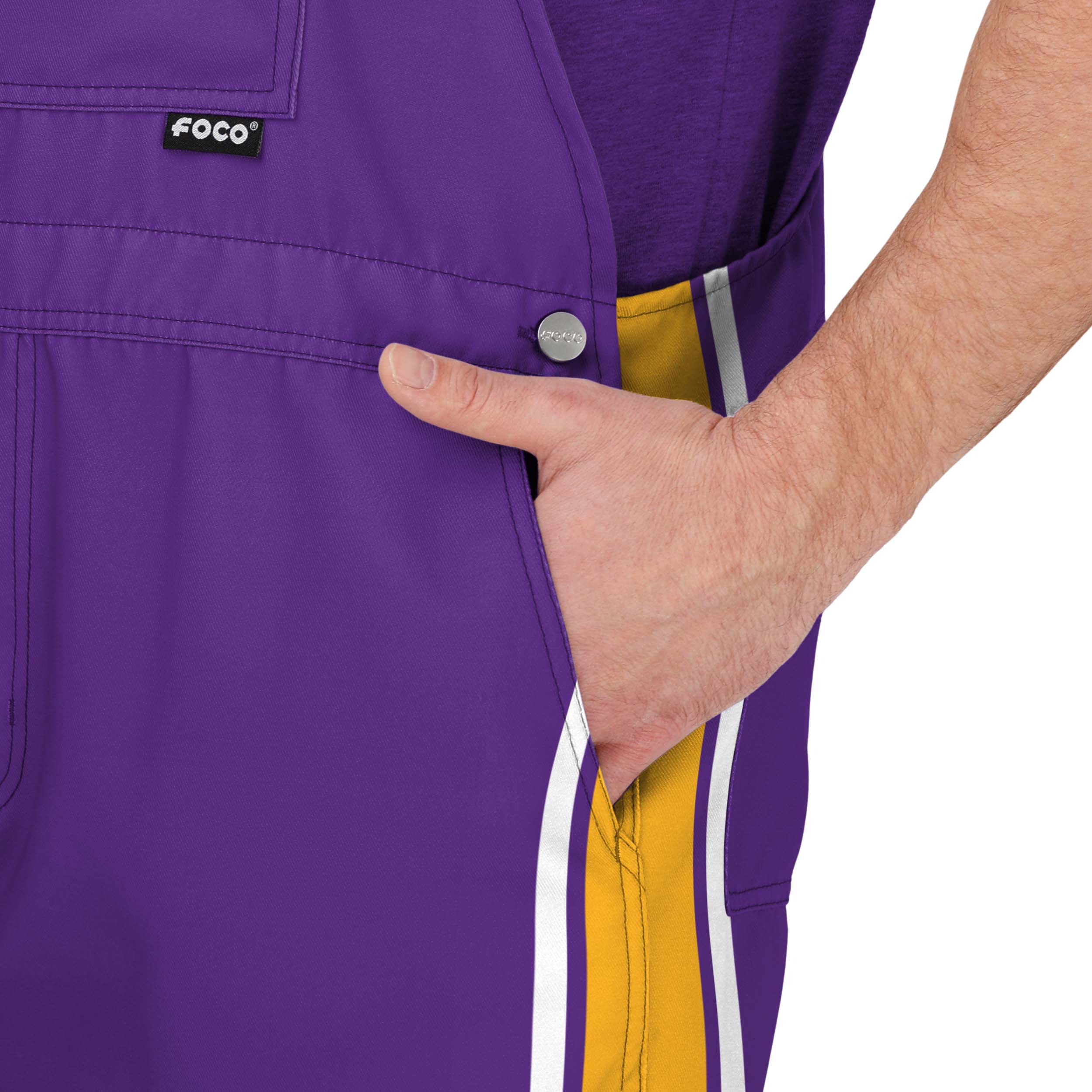 Minnesota Vikings NFL Mens Team Stripe Bib Shortalls - Image 4