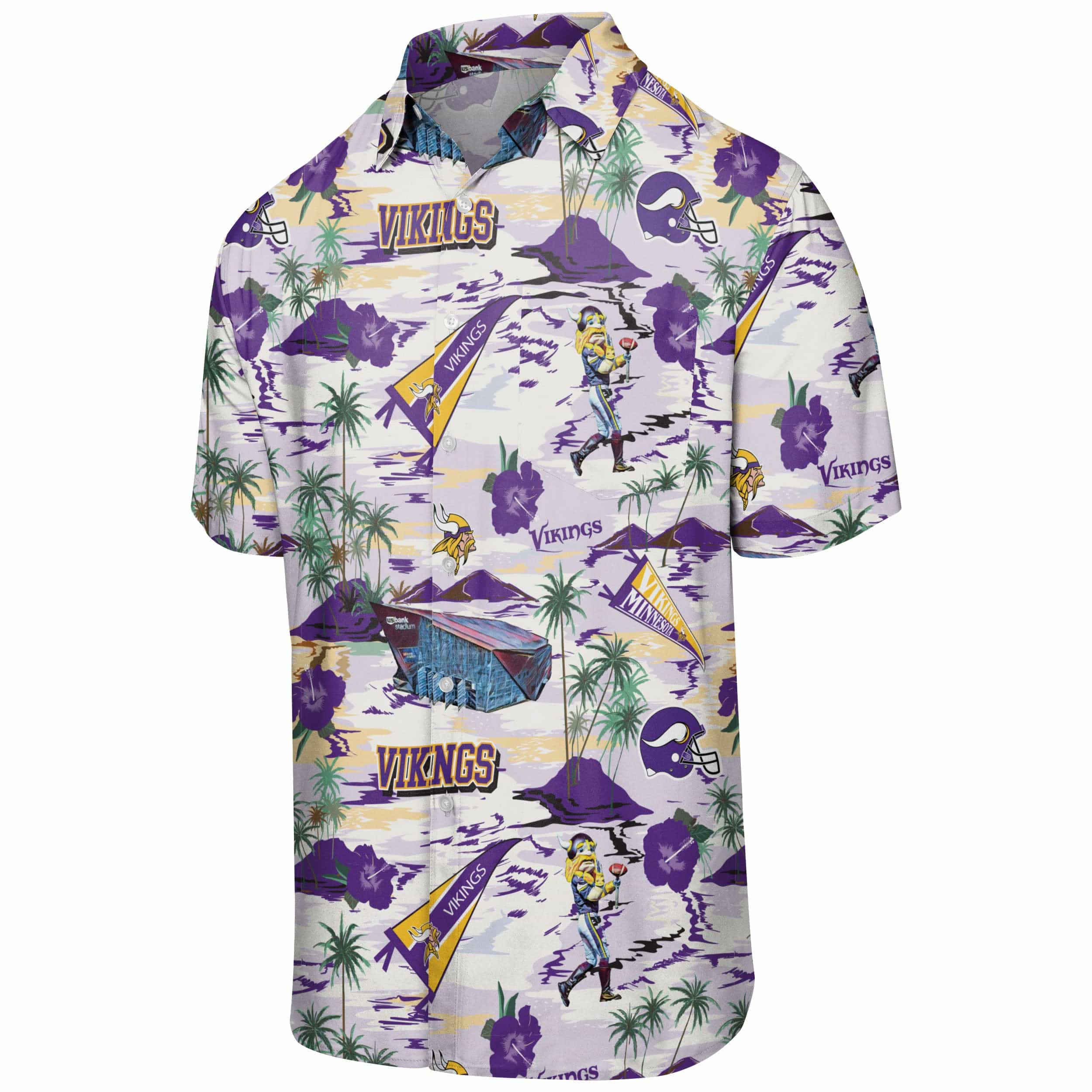 Minnesota Vikings NFL Mens Thematic Stadium Print Button Up Shirt - Image 4