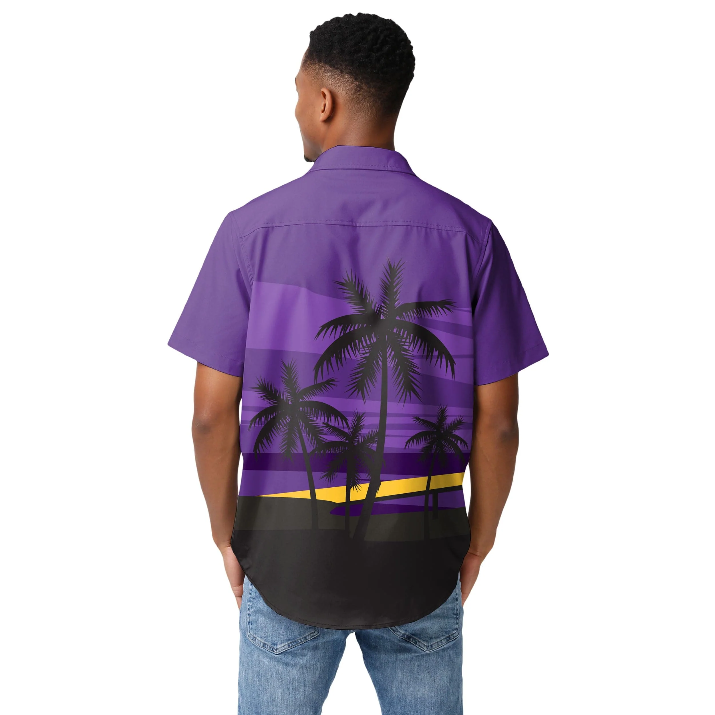 Minnesota Vikings NFL Mens Tropical Sunset Button Up Shirt - Image 3