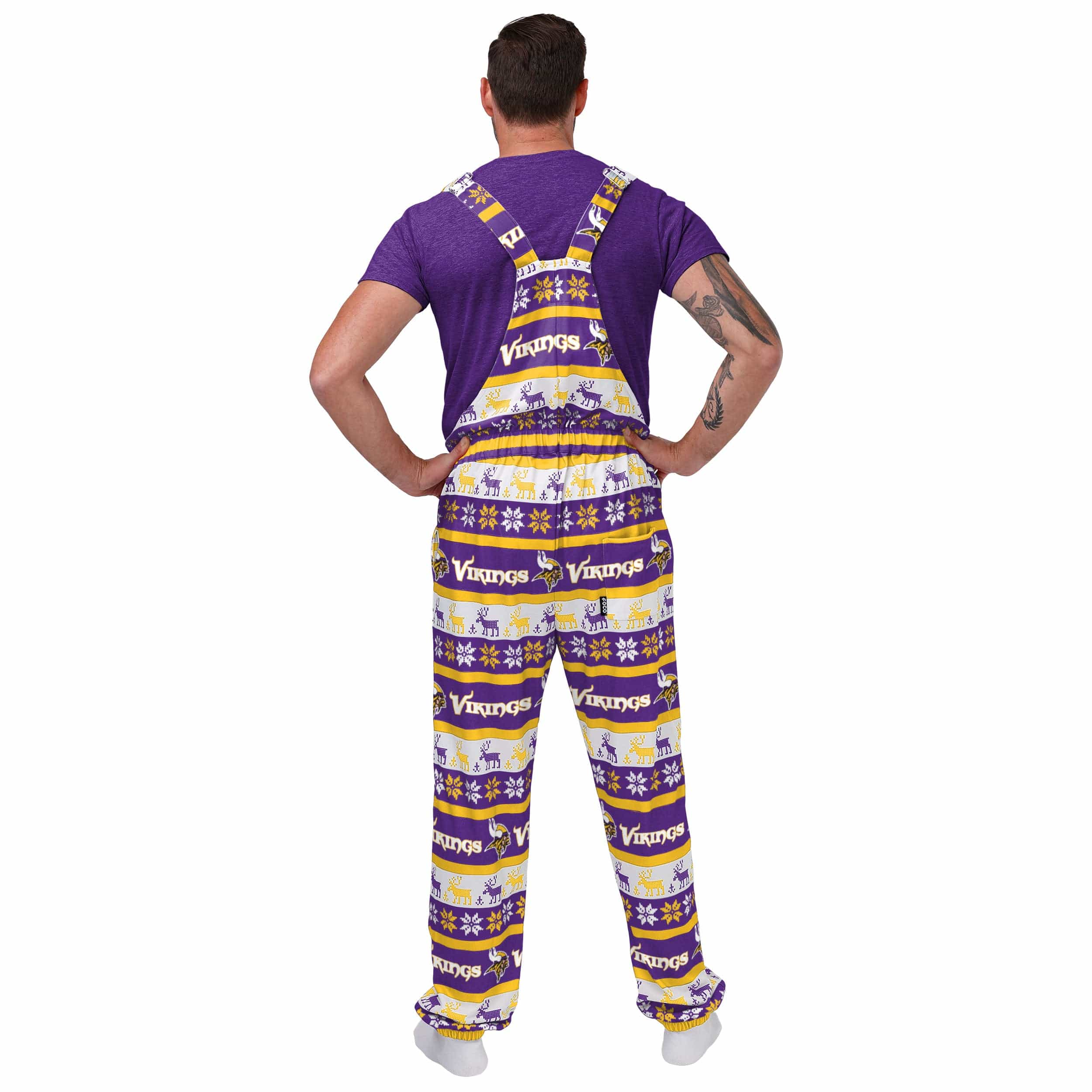 Minnesota Vikings NFL Mens Ugly Home Gating Bib Overalls - Image 2