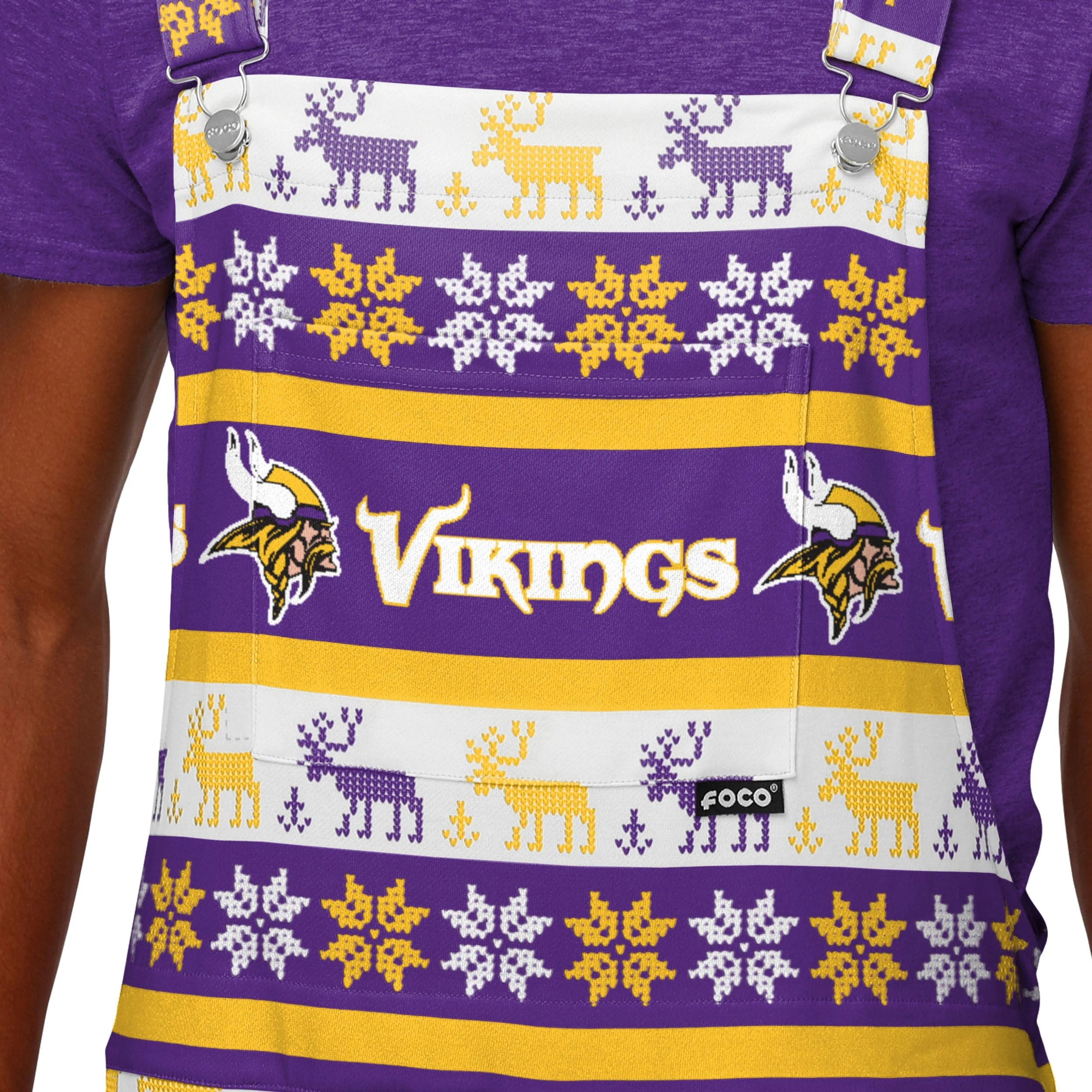 Minnesota Vikings NFL Mens Ugly Home Gating Bib Overalls - Image 4