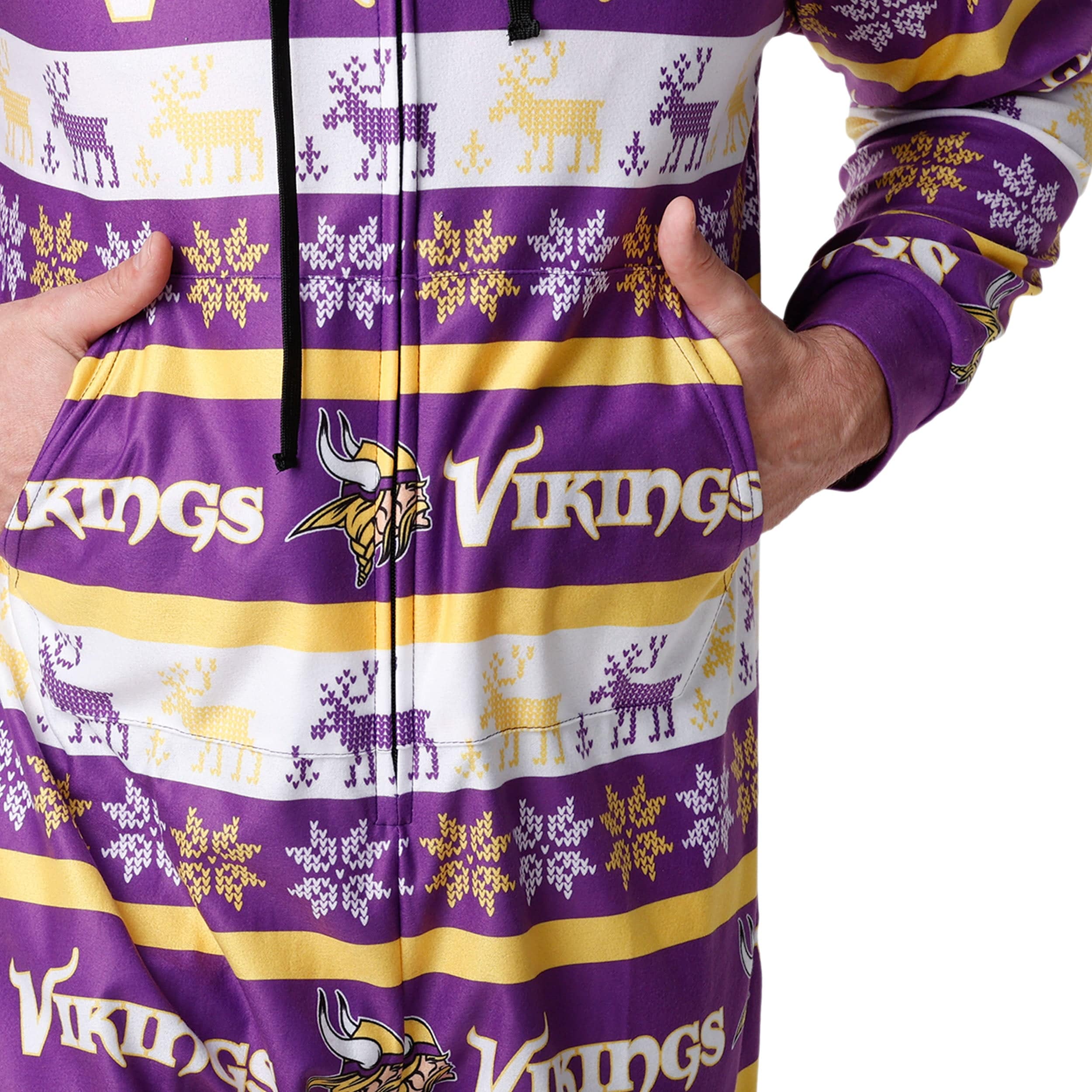 Minnesota Vikings NFL Mens Ugly Short One Piece Pajamas - Image 4