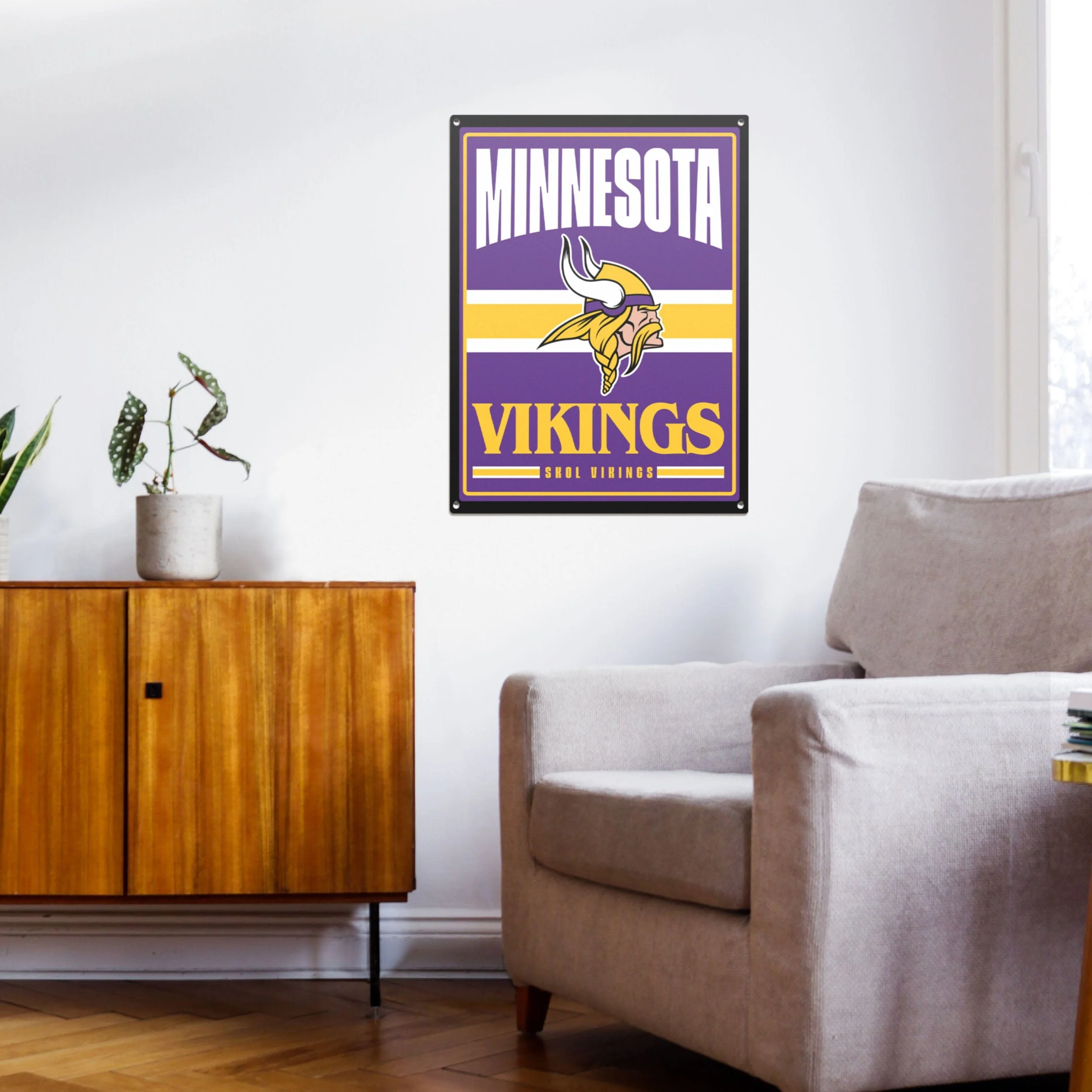 Minnesota Vikings NFL Metal Tacker Wall Sign - Image 3