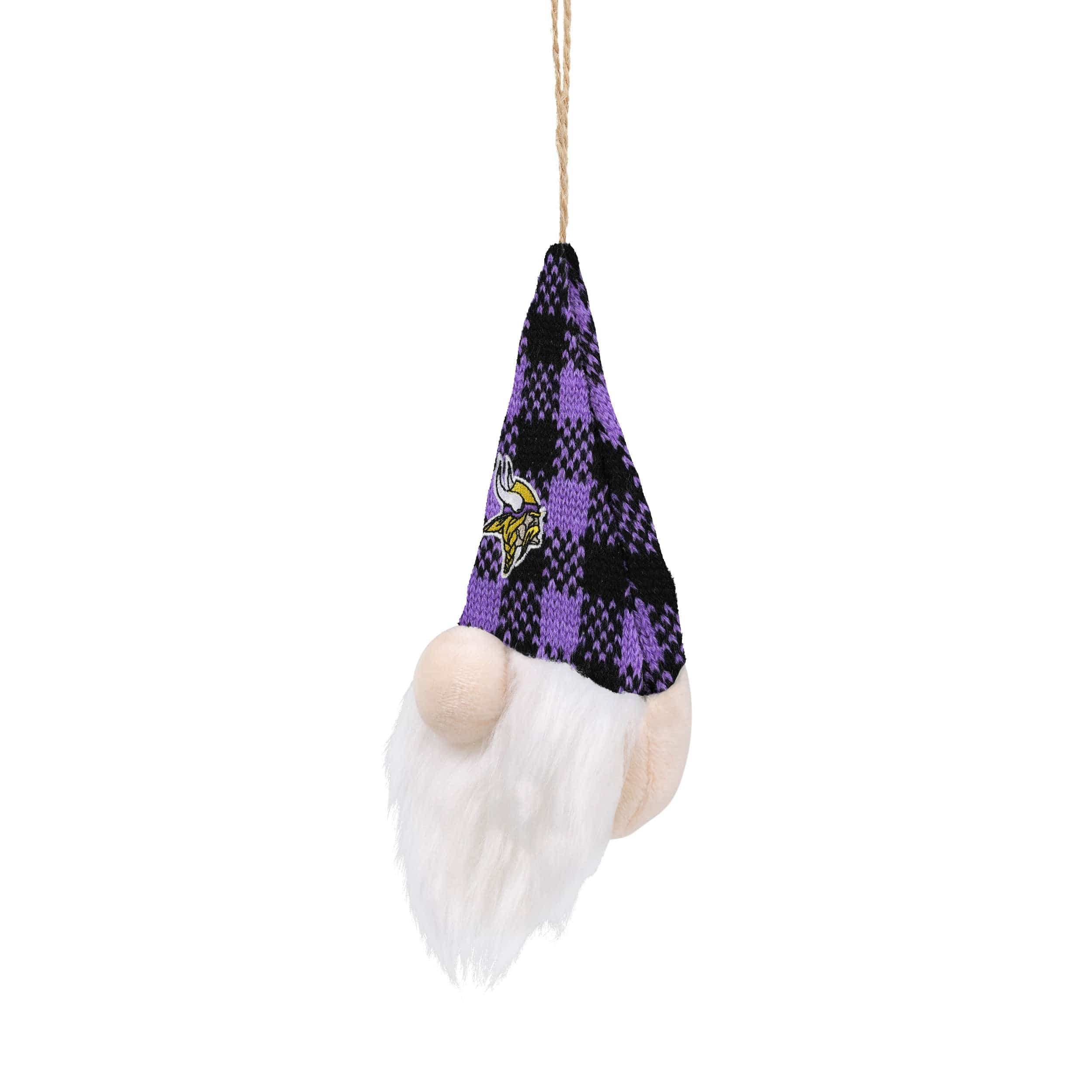Minnesota Vikings NFL Plaid Hat Plush Gnome Ornament - Image 2