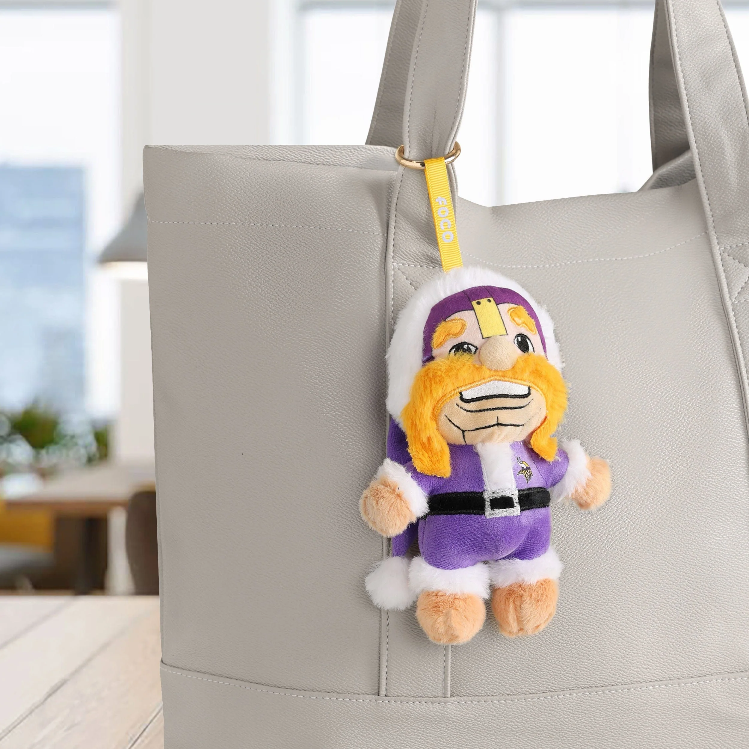 Minnesota Vikings NFL Plush Mascot Santa Bag Charm Keychain - Image 2