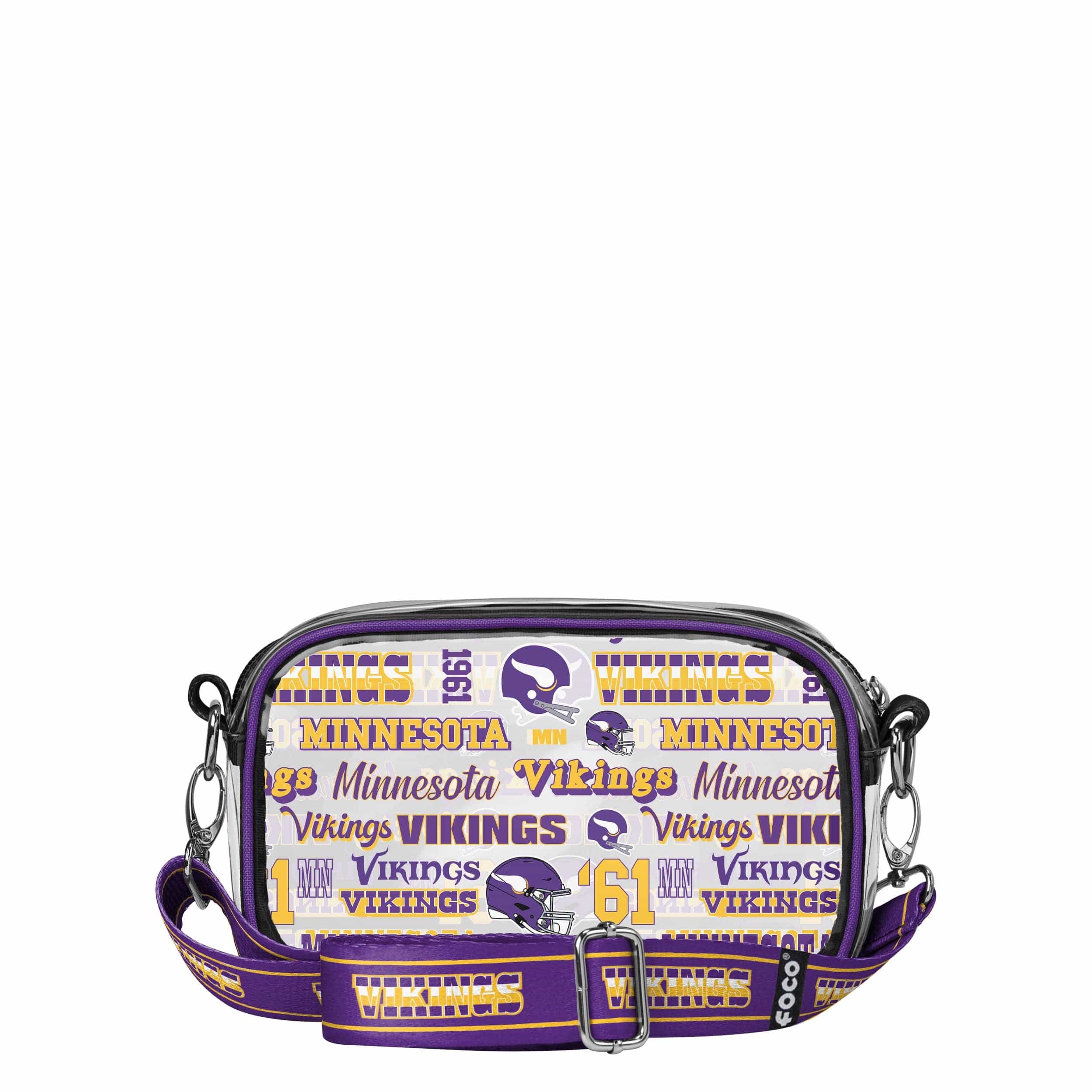 Minnesota Vikings NFL Repeat Retro Print Clear Crossbody Bag - Image 5