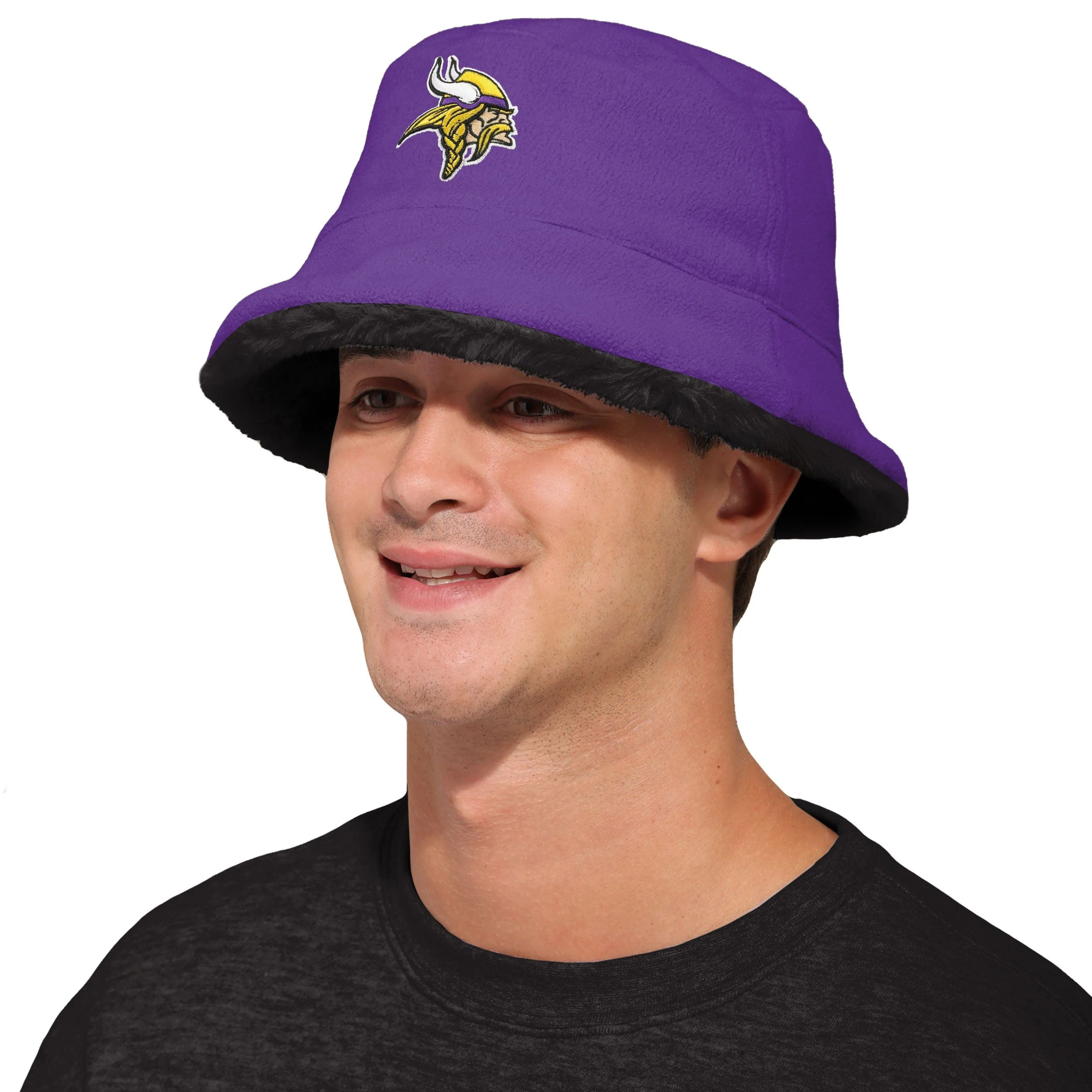 Minnesota Vikings NFL Reversible Faux Fur Bucket Hat - Image 3