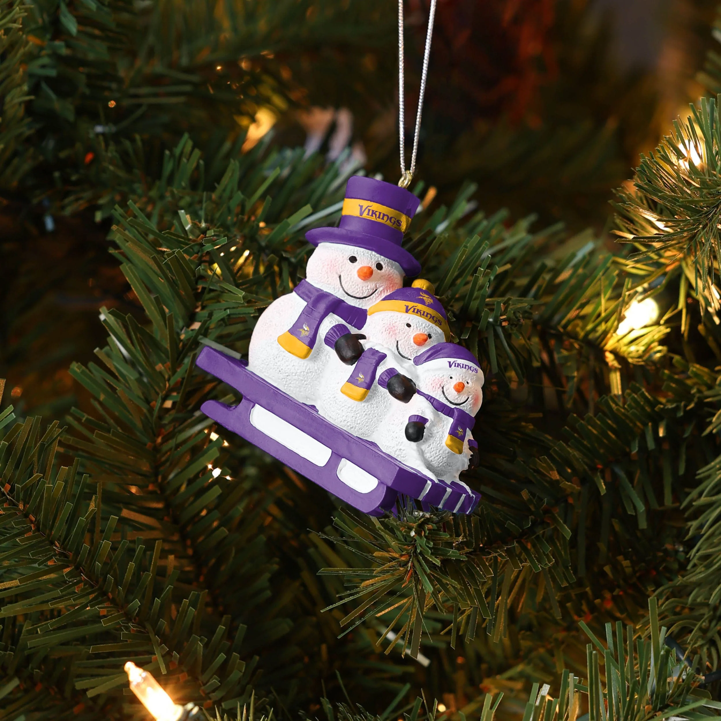 Minnesota Vikings NFL Sledding Snowmen Ornament - Image 4