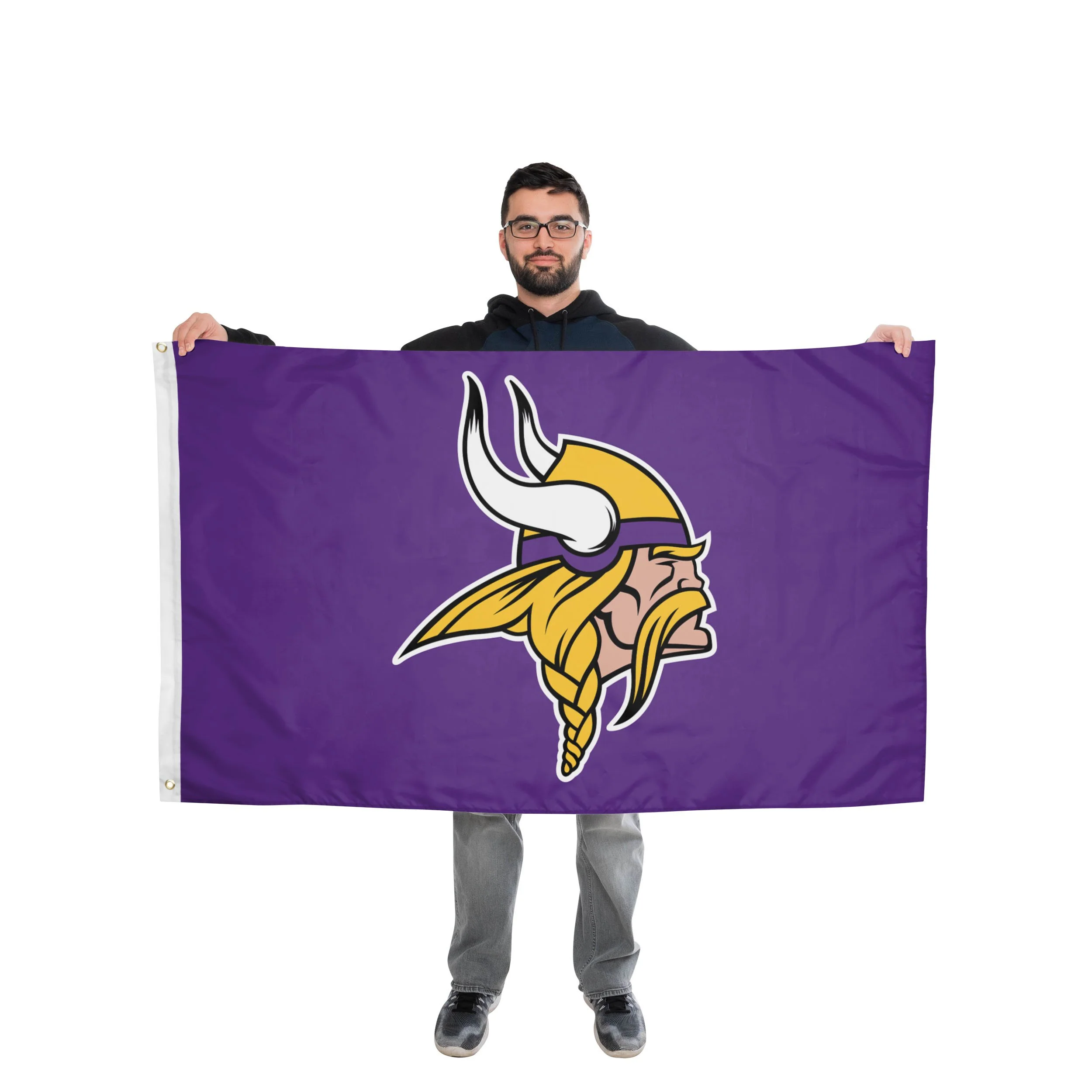 Minnesota Vikings NFL Solid Horizontal Flag - Image 3