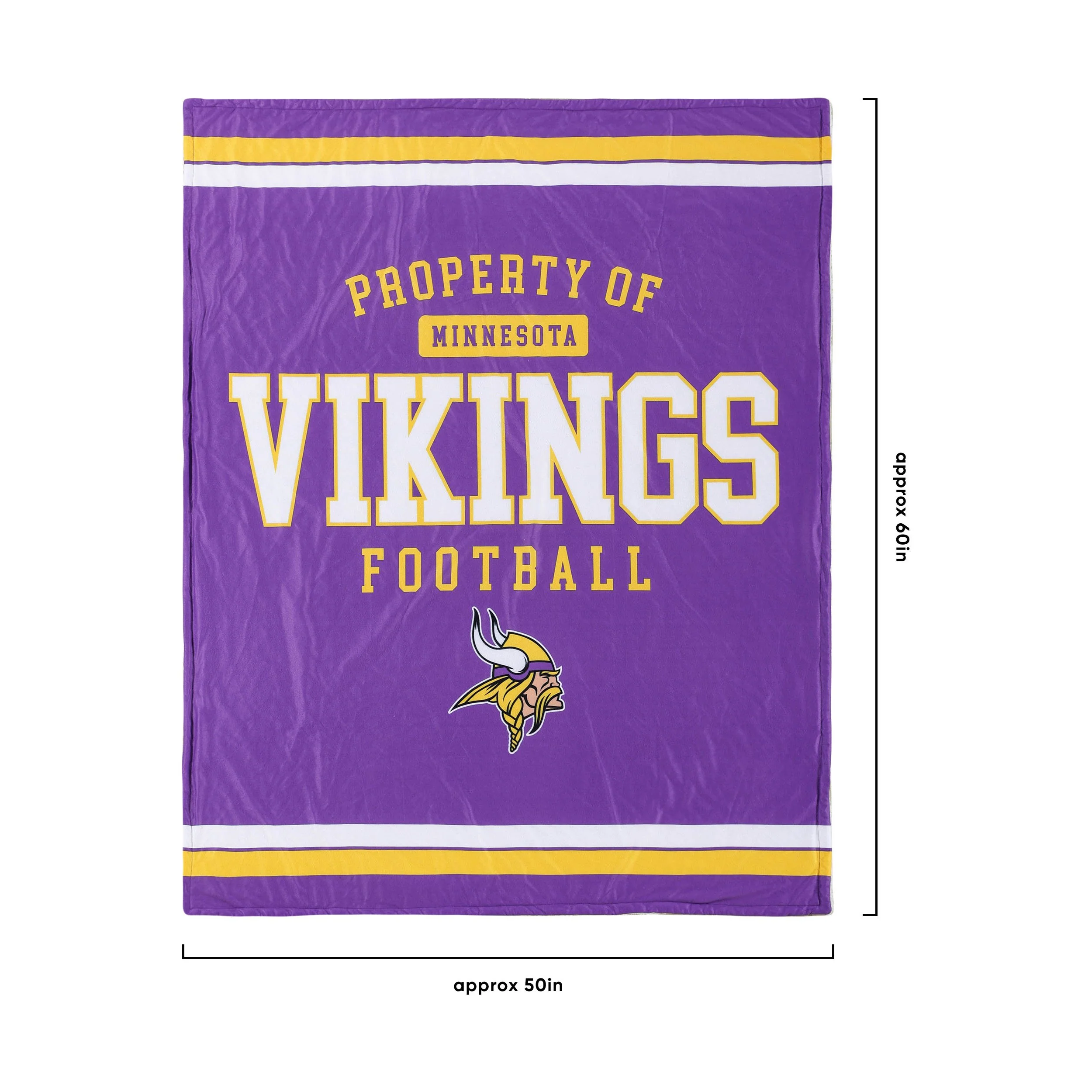 Minnesota Vikings NFL Team Property Sherpa Plush Throw Blanket - Image 3
