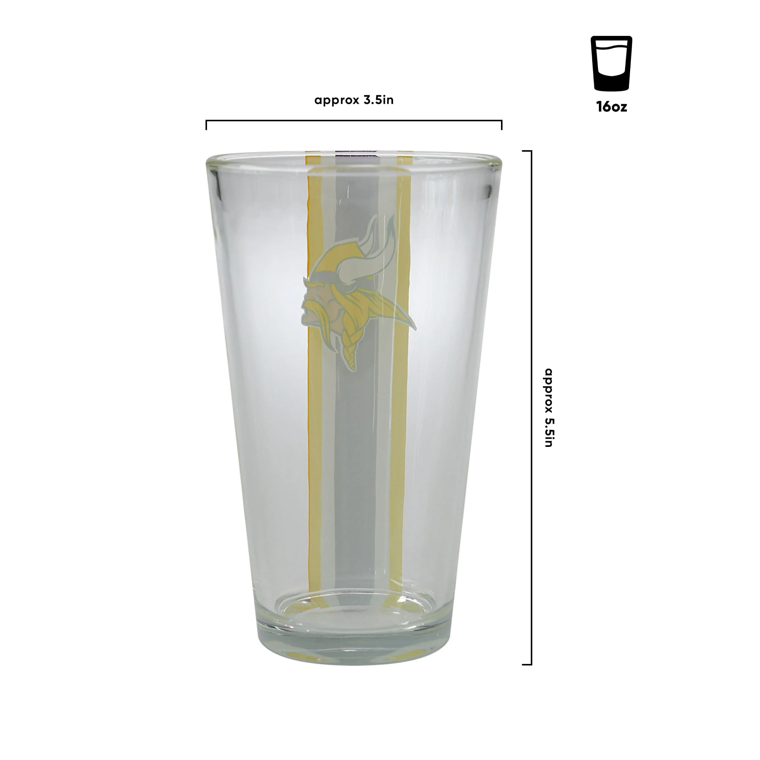 Minnesota Vikings NFL Team Stripe Pint Glass - Image 3