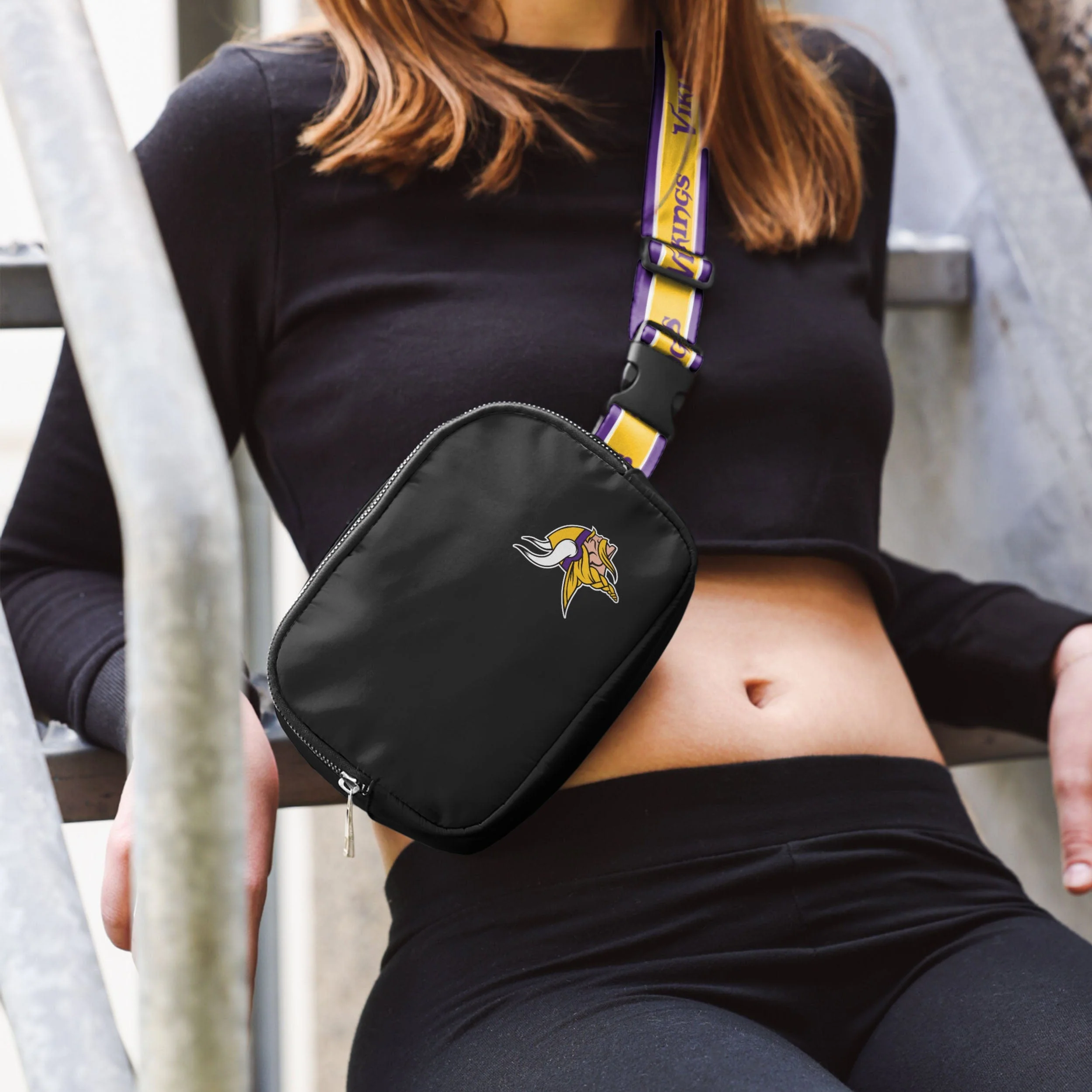 Minnesota Vikings NFL Team Wordmark Crossbody Belt Bag - Image 3