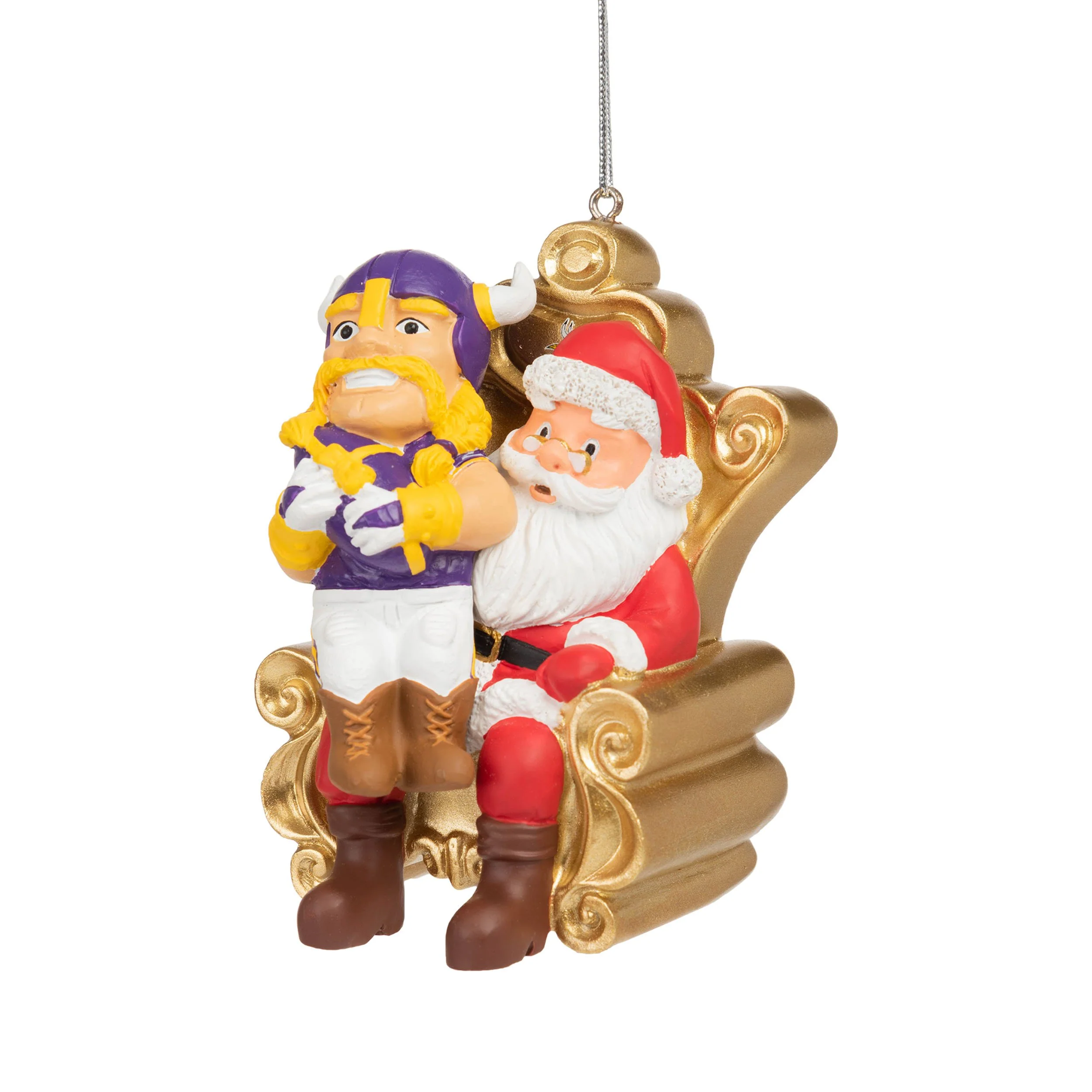Minnesota Vikings NFL Viktor the Viking Mascot on Santas Lap Ornament - Image 2