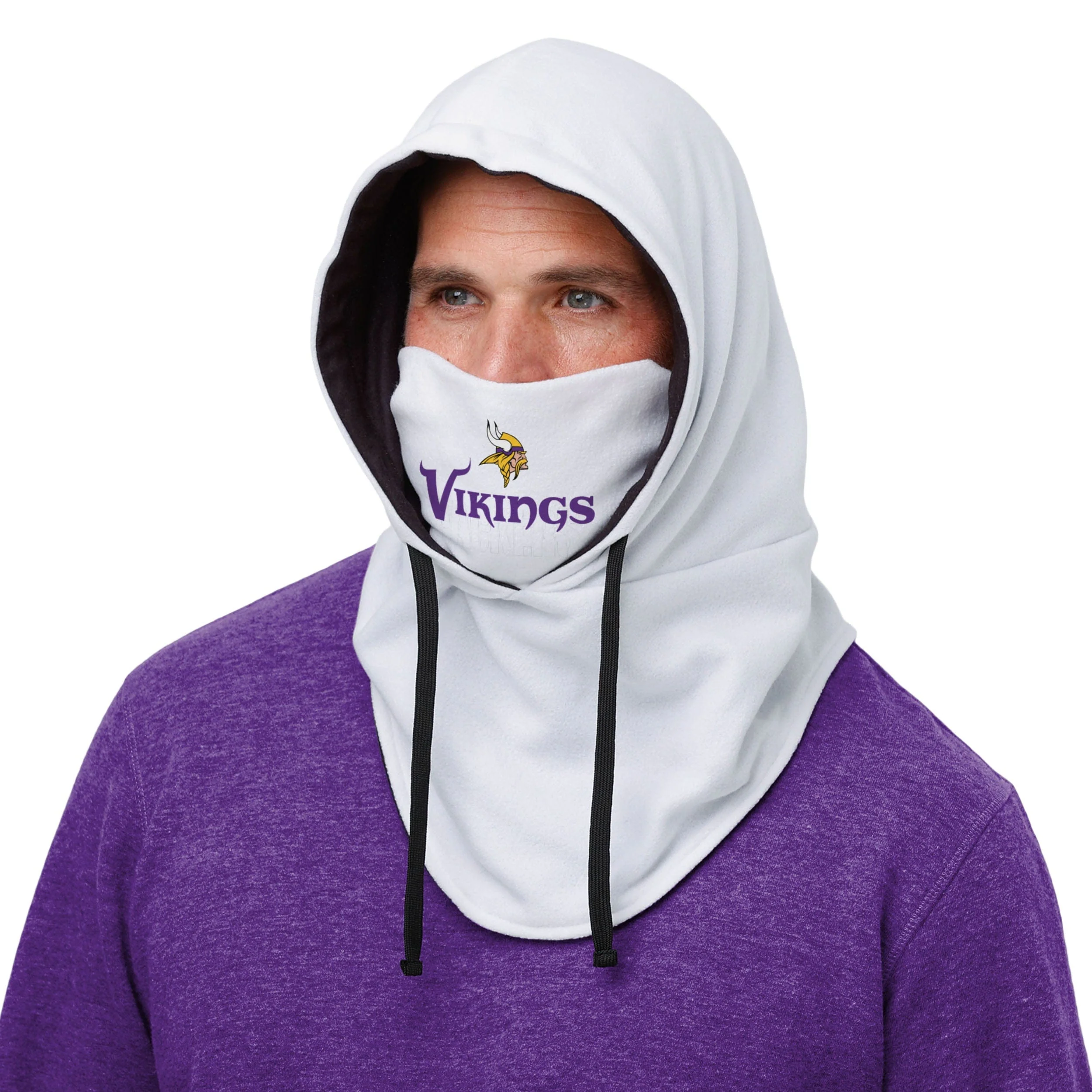 Minnesota Vikings NFL White Drawstring Hooded Gaiter - Image 3