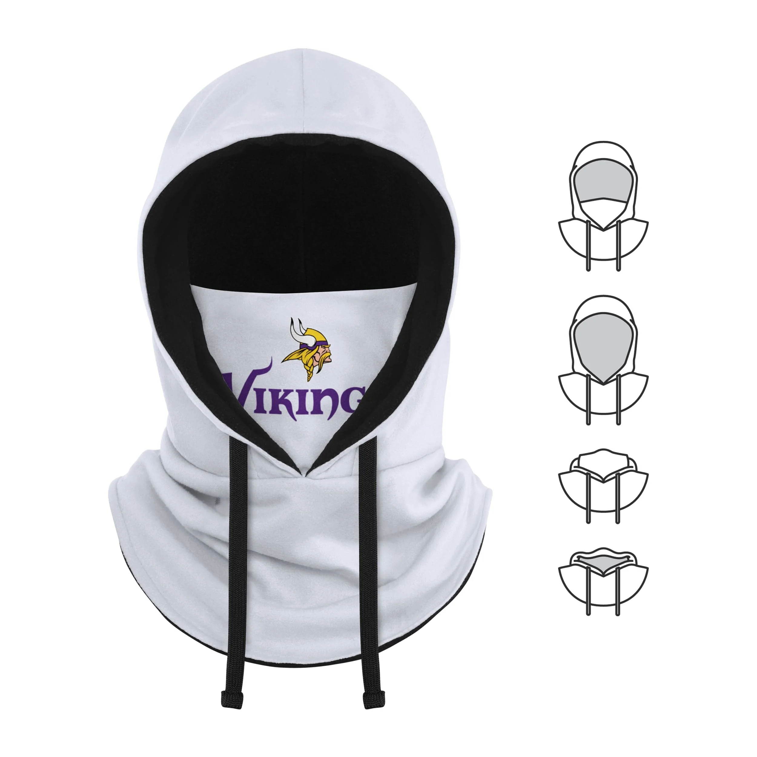Minnesota Vikings NFL White Drawstring Hooded Gaiter - Image 5