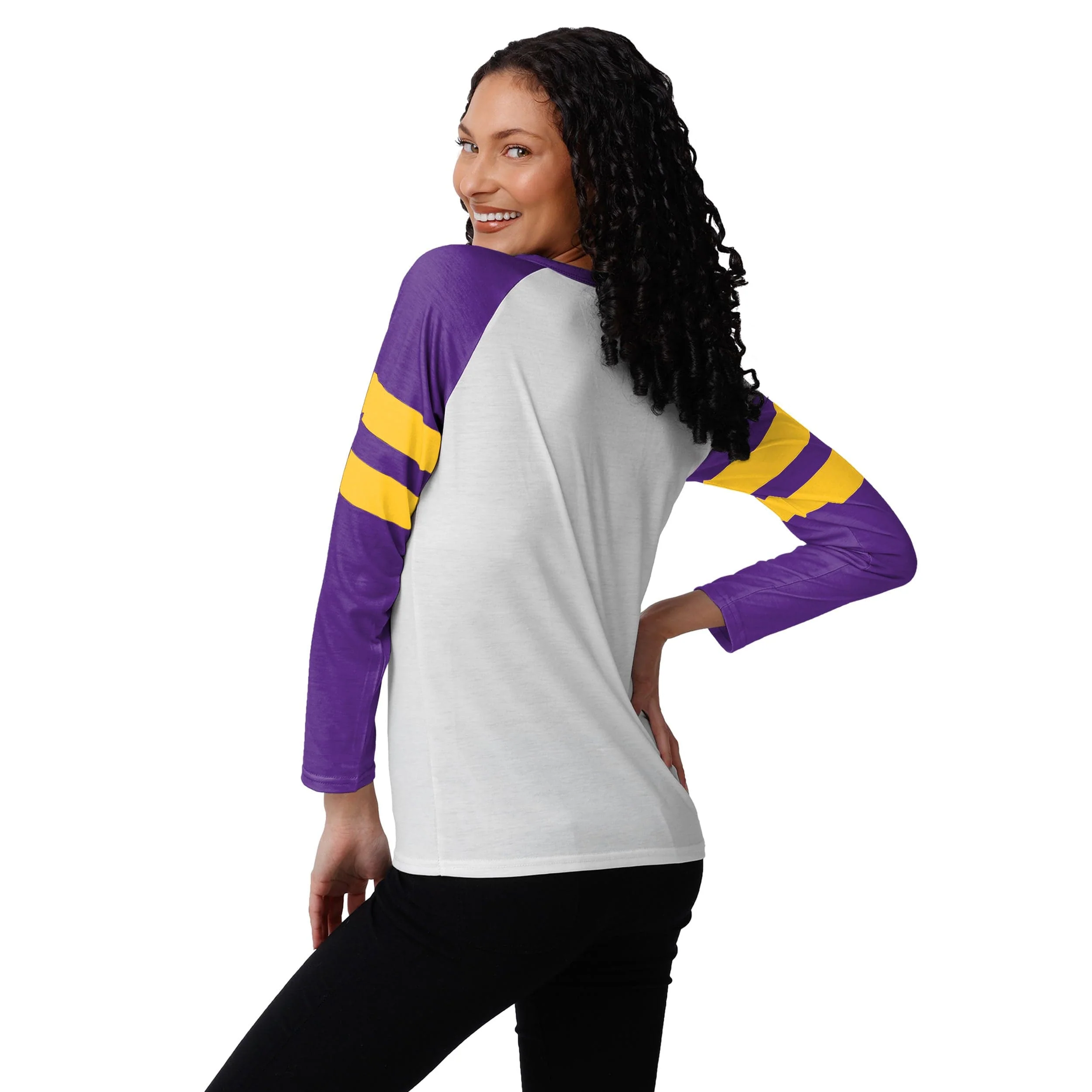 Minnesota Vikings NFL Womens Big Logo Long Sleeve Henley - Image 2