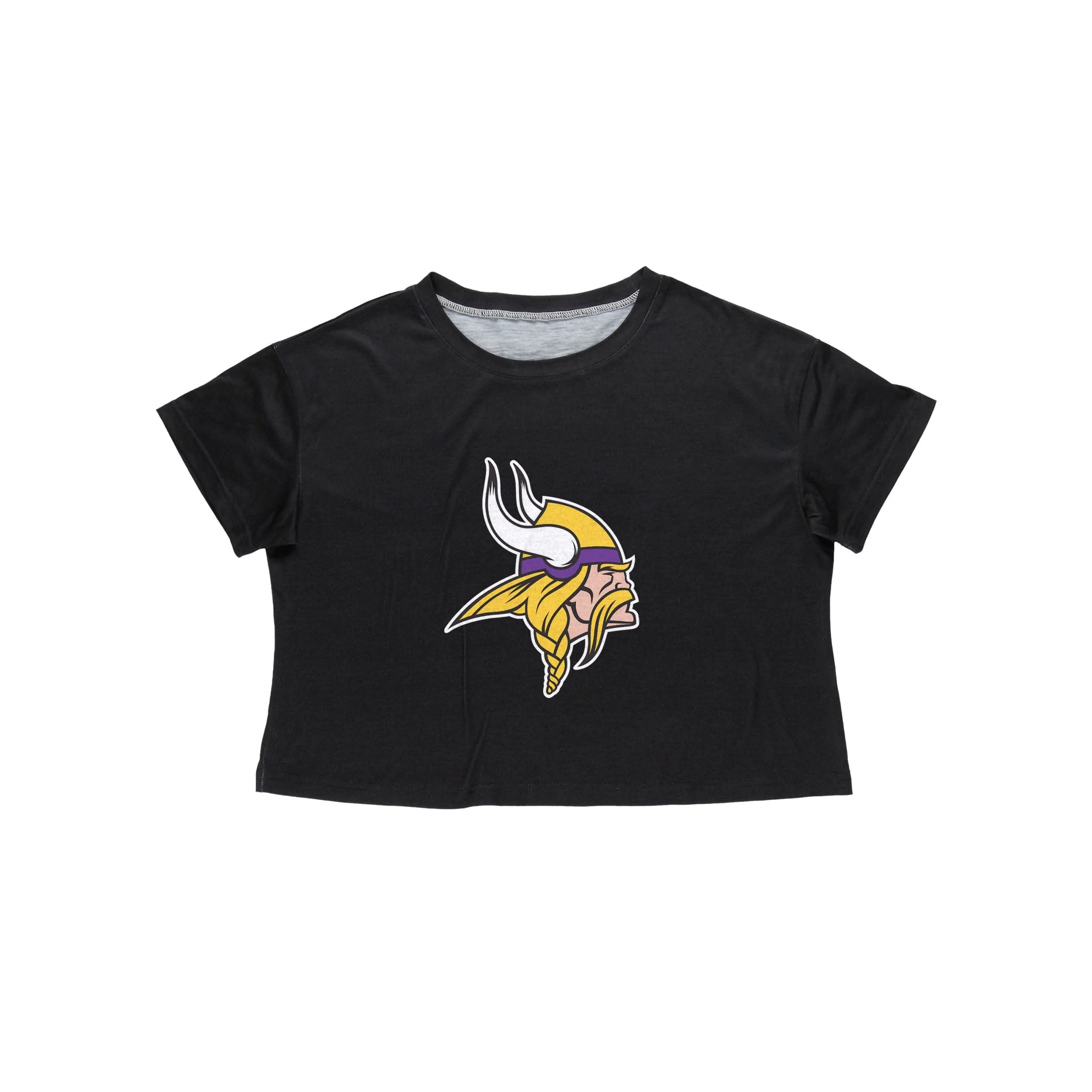 Minnesota Vikings NFL Womens Black Big Logo Crop Top - Image 3