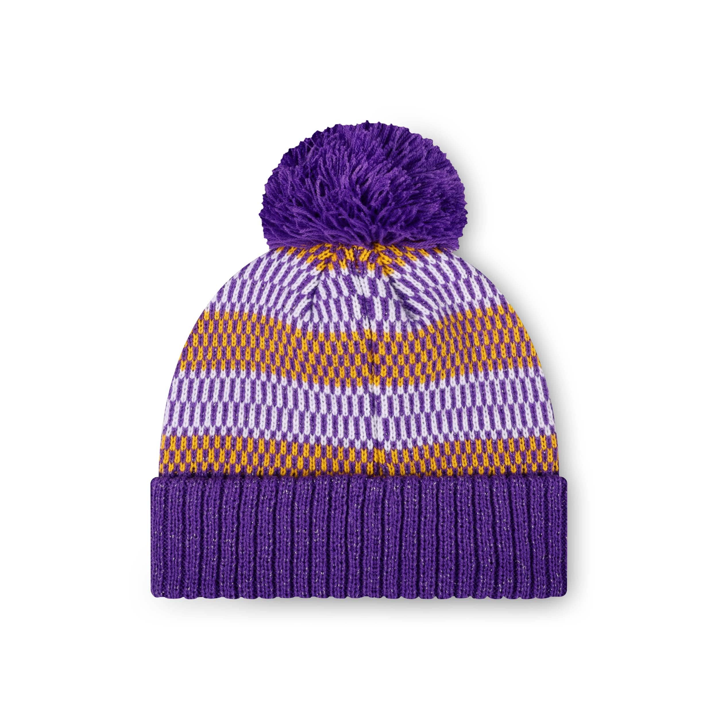 Minnesota Vikings NFL Womens Cozy Knit Metallic Thread Pom Beanie - Image 2