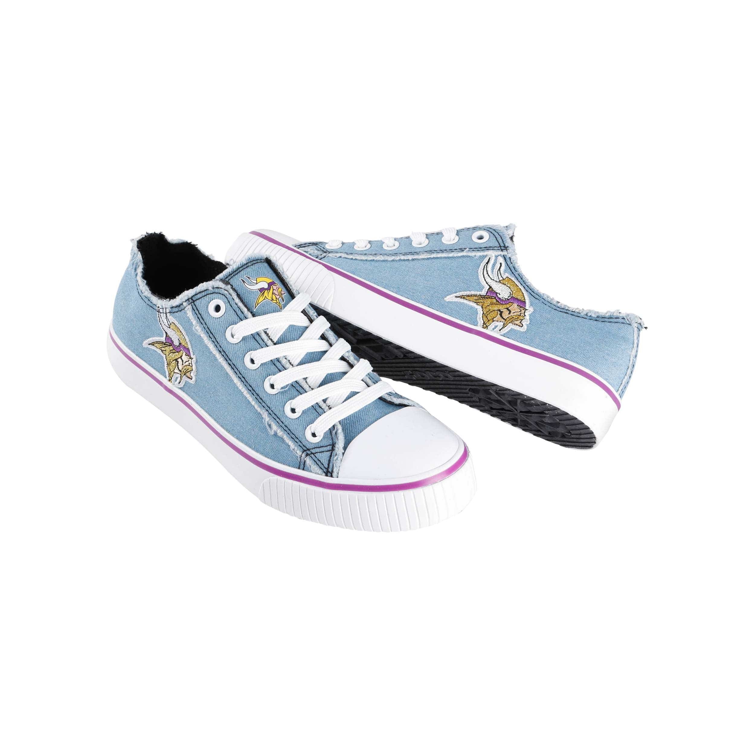 Minnesota Vikings NFL Womens Denim Low Top Canvas Shoes - Image 4