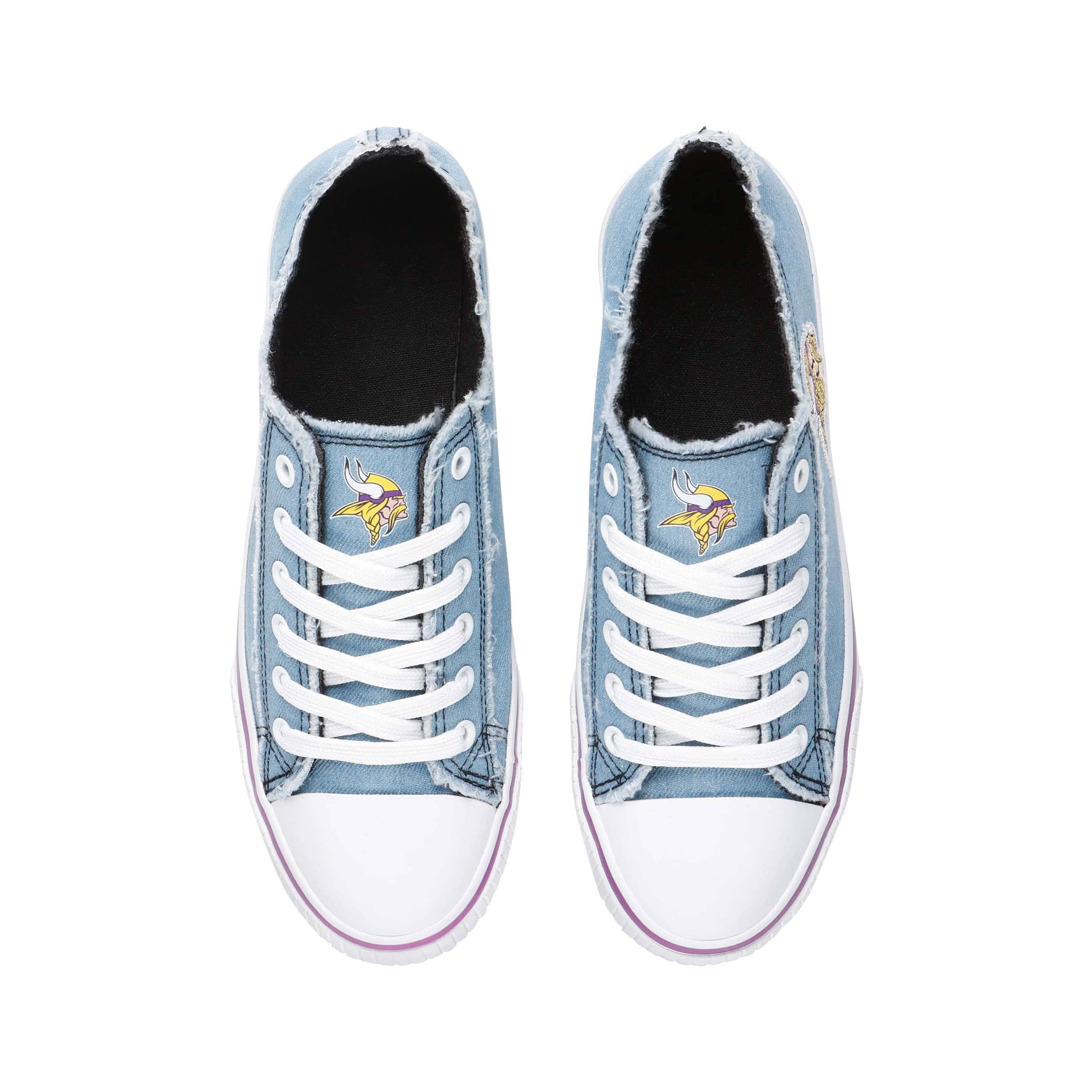 Minnesota Vikings NFL Womens Denim Low Top Canvas Shoes - Image 5
