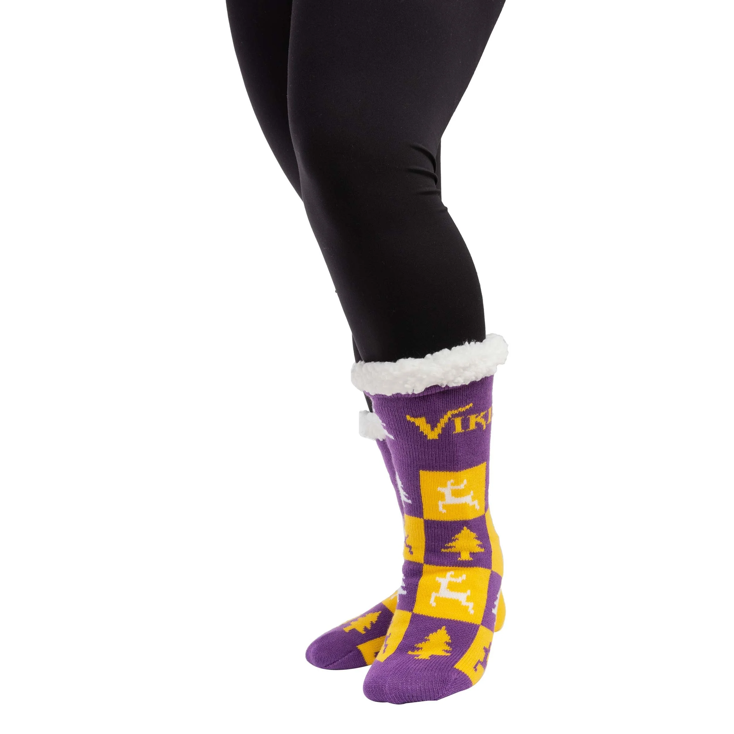 Minnesota Vikings NFL Womens Fan Footy 3 Pack Slipper Socks - Image 2
