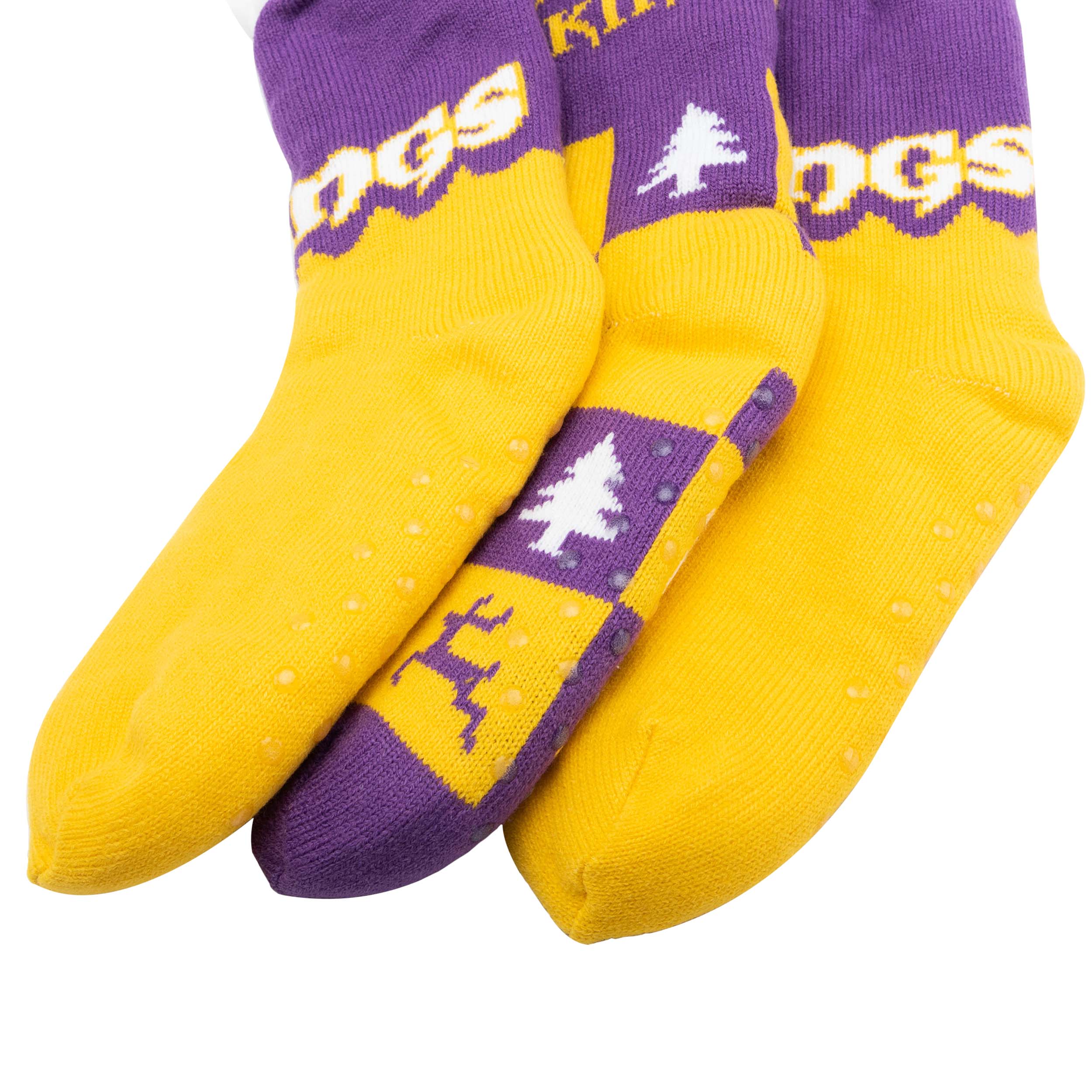 Minnesota Vikings NFL Womens Fan Footy 3 Pack Slipper Socks - Image 3