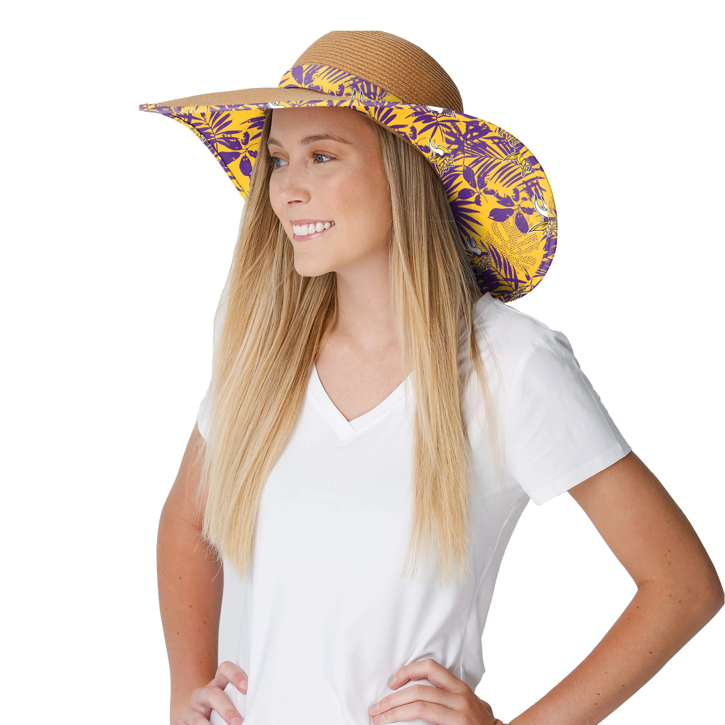 Minnesota Vikings NFL Womens Floral Straw Hat - Image 3
